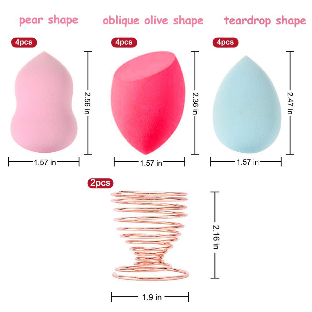 12 Pack Makeup Sponge Blenders - Beauty Blending Sponges Set with 2 Sponge Holders for Foundation, Concealer, BB Cream & Sunscreen | Perfect for Liquid & Powder Makeup Application, Travel & Professional Makeup Kits