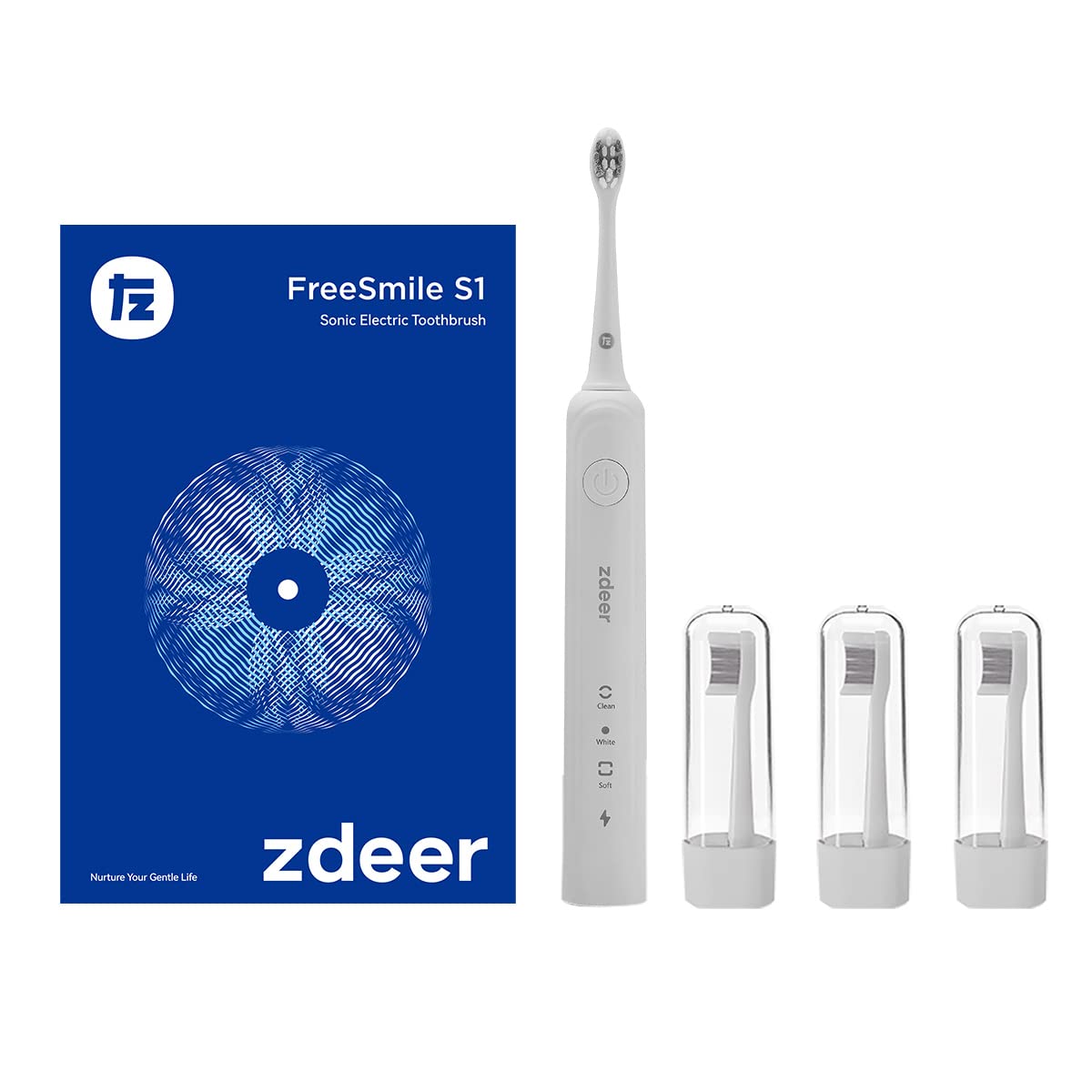 ZDEER Ultrasonic Electric Toothbrush for Adults & Kids - 31000 VPM Rechargeable Sonic Toothbrush with 4 DuPont Brush Heads, 3-Hour Fast Charge & 90-Day Battery Life, IPX7 Waterproof (White) - Perfect for Travel, Home Use & Daily Oral Care