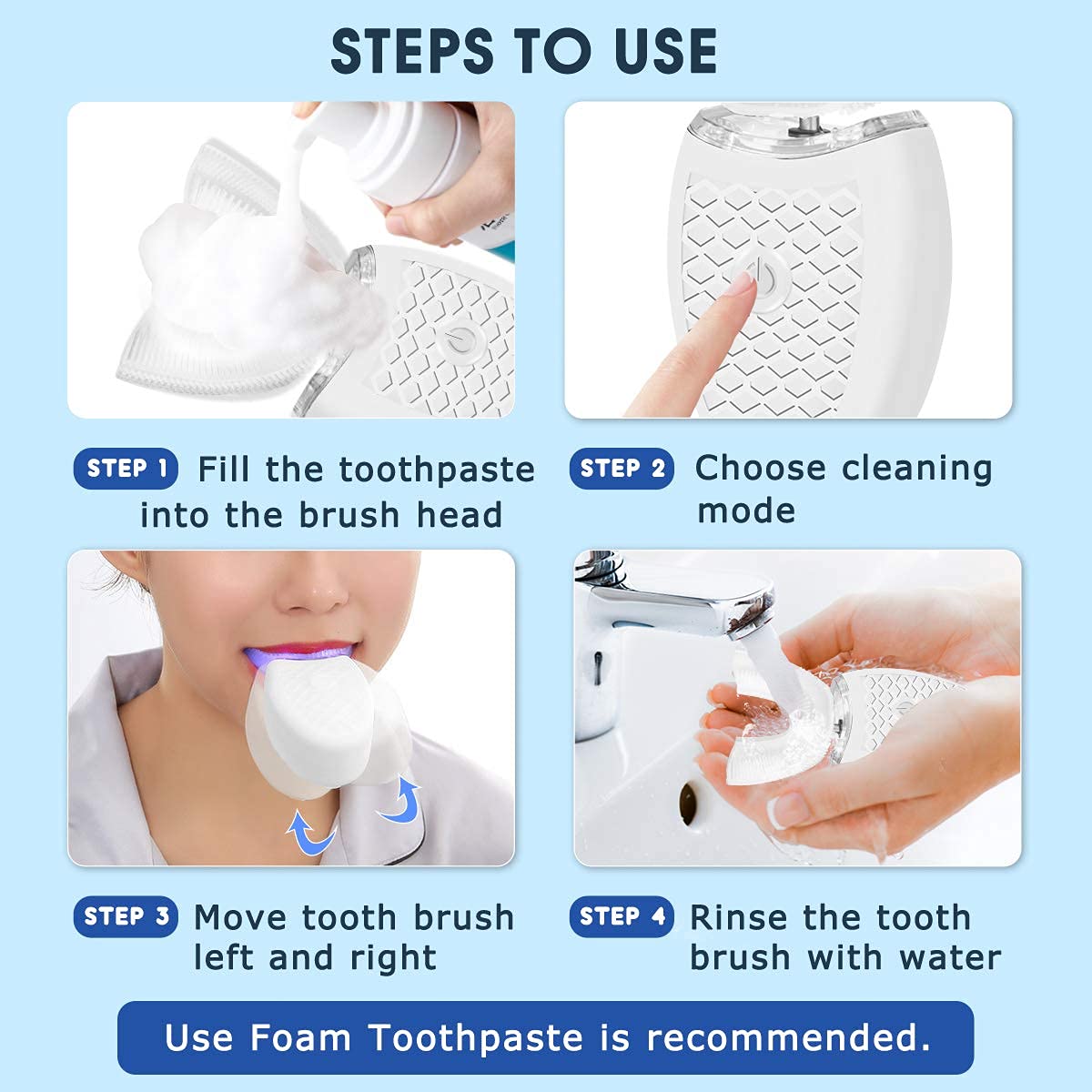 Ultrasonic Electric Toothbrush for Adults - U-Shaped Automatic Toothbrush with 360° Full Mouth Cleaning, Teeth Whitening, Hands-Free & Rechargeable, IPX7 Waterproof - Perfect for Travel, Home Use, and Oral Care Gifts
