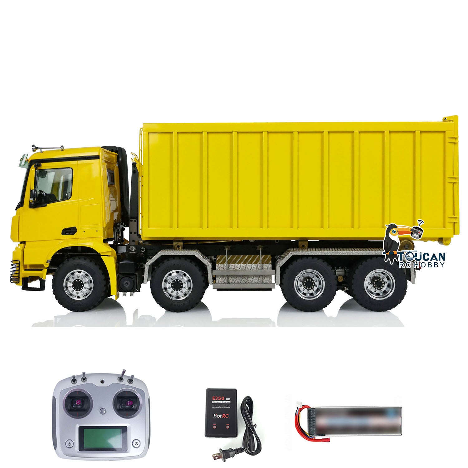 Customized LESU 1/14 Scale 8x8 Hydraulic RC Dump Truck with Remote Control - Metal Waste Bin Roll On/Off Tipper - Realistic Simulation Construction Vehicle for Adults & Kids - Perfect for Construction Site Play, Hobby Collecting and STEM Learning