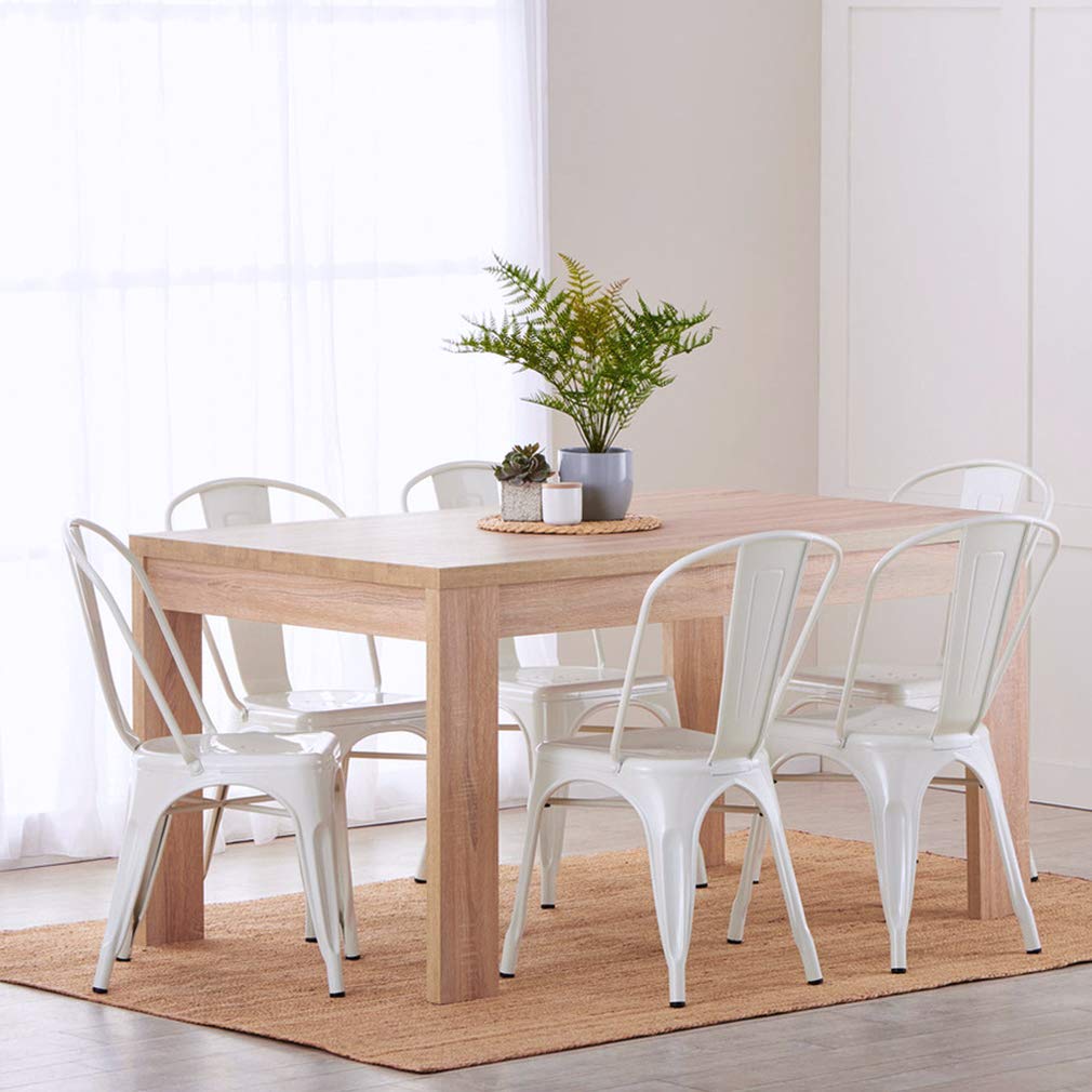 FDW Metal Dining Chairs - Stackable Indoor/Outdoor Tolix Style Chairs for Restaurant, Bar, Kitchen & Patio - Cream - Perfect for Home Dining, Cafe, Bistro & Outdoor Entertaining