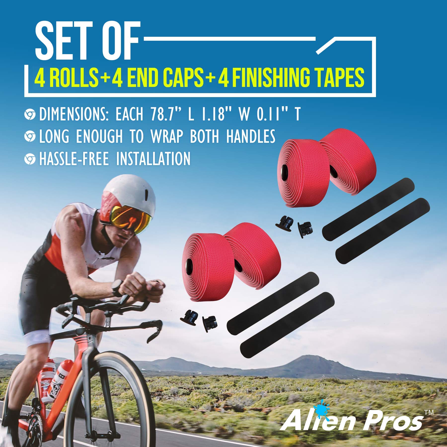 Premium PU Bike Handlebar Tape (2-Pack) - Black, Red, White, Pink, Blue - Non-Slip Cycling Grip for Enhanced Comfort & Control - Perfect for Road Bikes, Mountain Bikes & Commuting