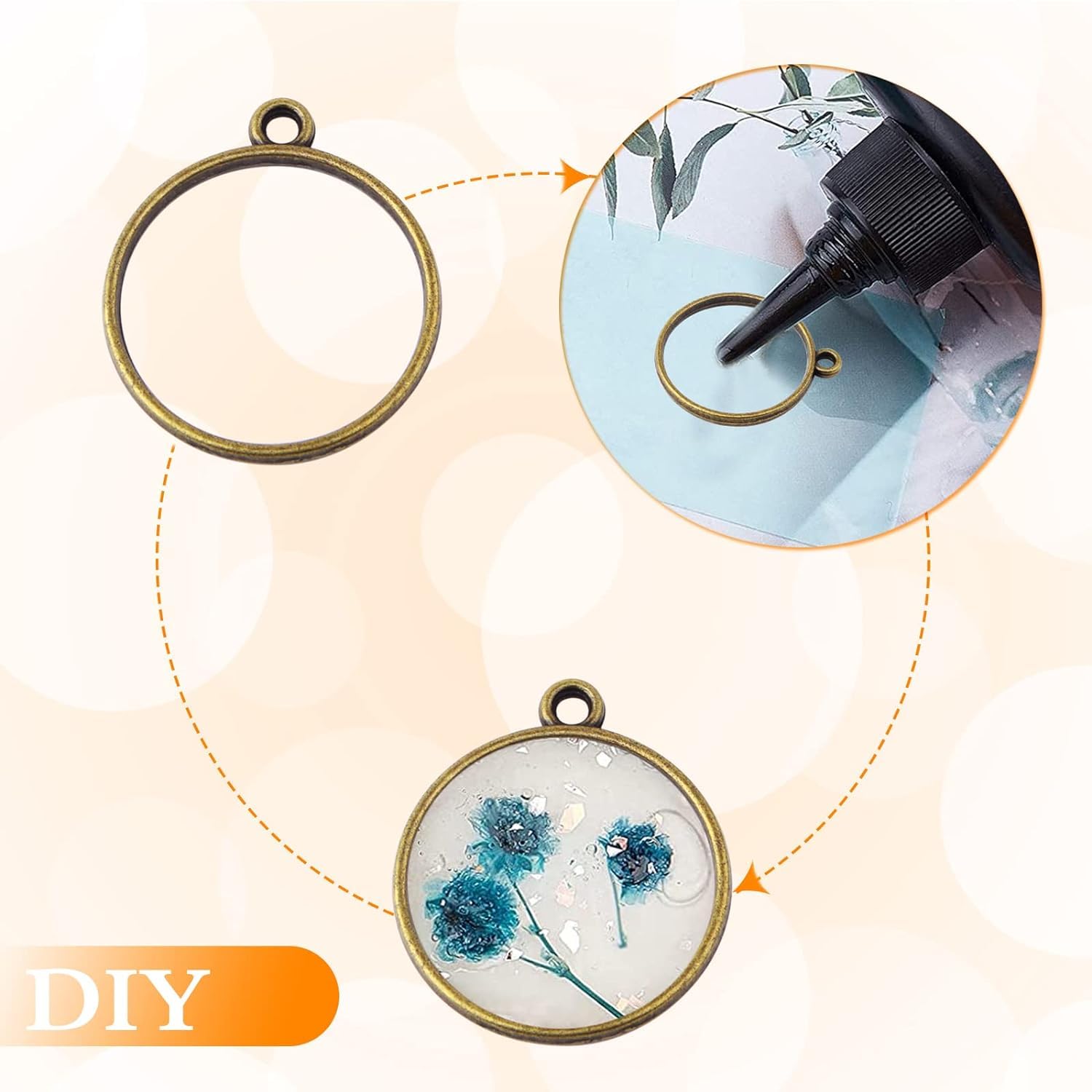 BanteyBanatey® 4-Piece Golden Round Open Back Bezels - DIY Resin Jewelry Making Supplies for Pendants, Keychains, Earrings & Craft Projects | Perfect for Handmade Gifts, Scrapbooking & Home Decor