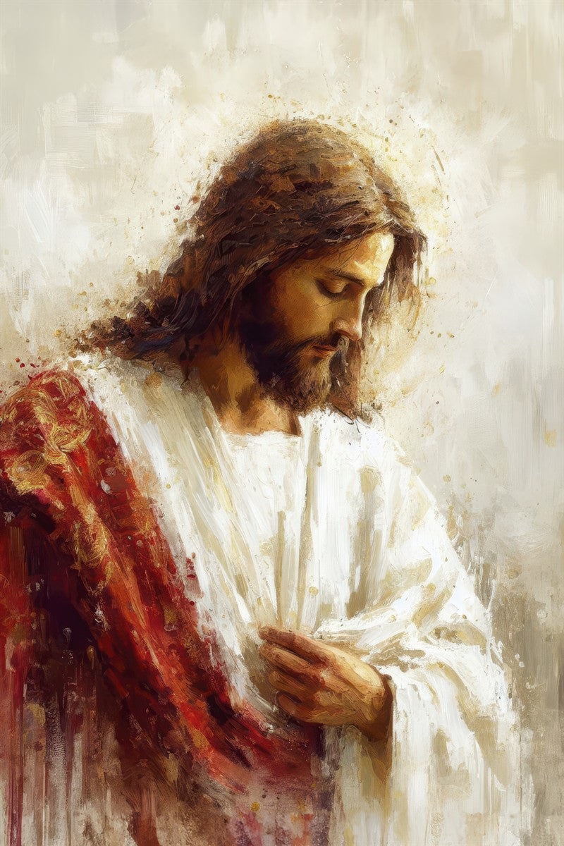 Jesus Christ in Red Robes - Religious Wall Art for Home & Church Decor - Perfect for Prayer Rooms, Sunday Schools & Christian Gifts