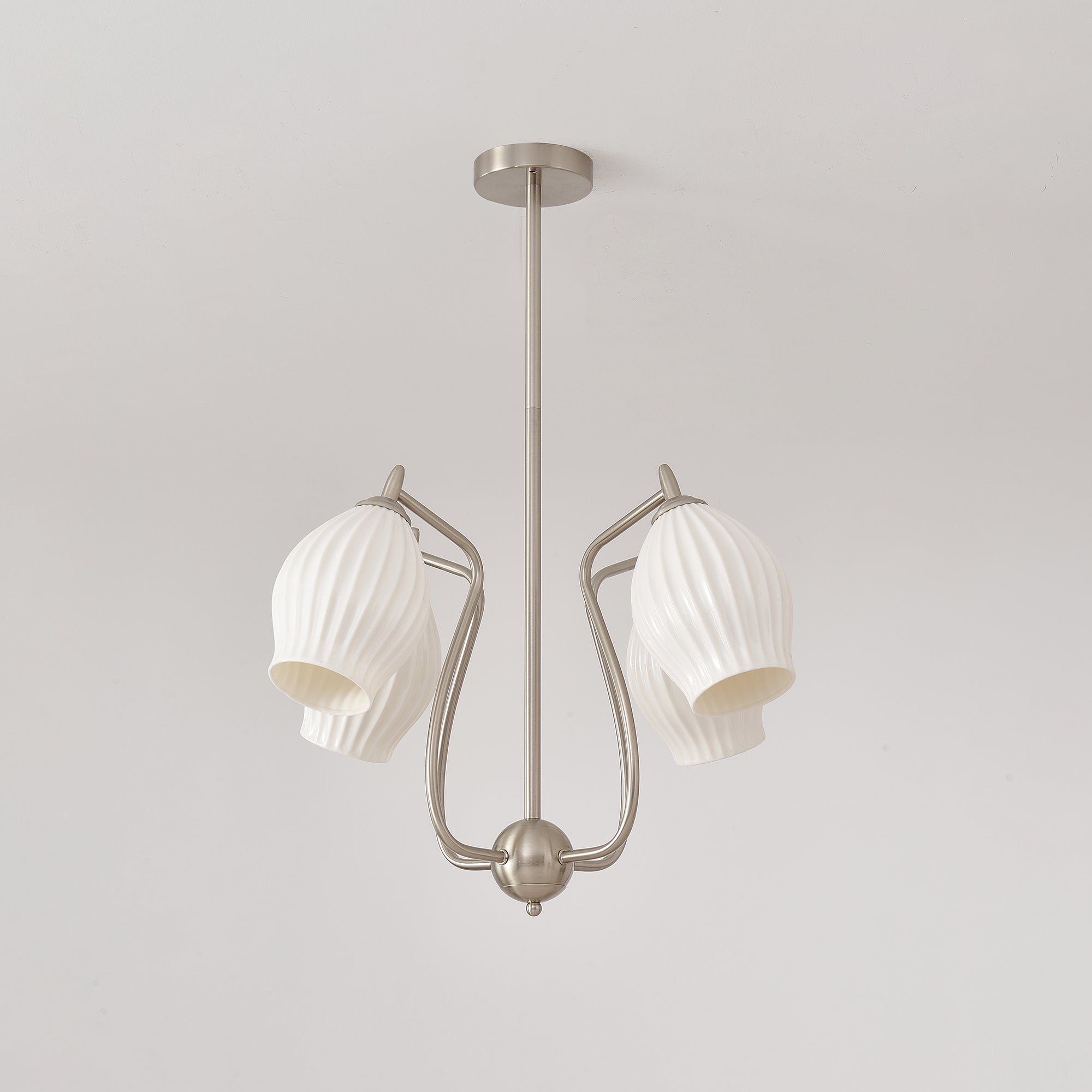 Modern Ceramic Ribbed Chandelier Light Fixture - Elegant Dining Room & Bedroom Ceiling Lighting for Home Decor