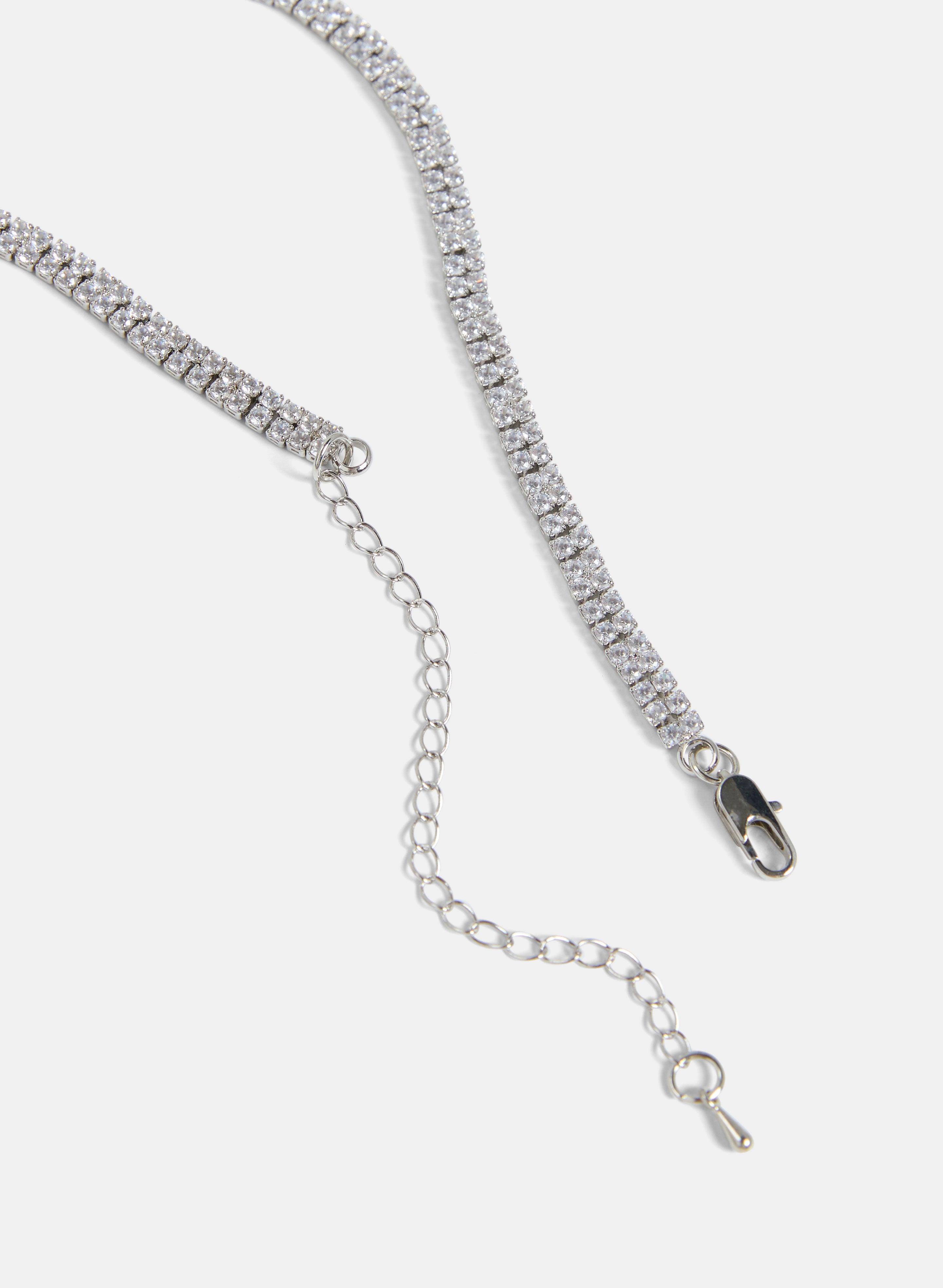 Elegant Cubic Zirconia Inset Necklace - Sterling Silver Pendant for Women | Perfect for Weddings, Parties & Special Occasions