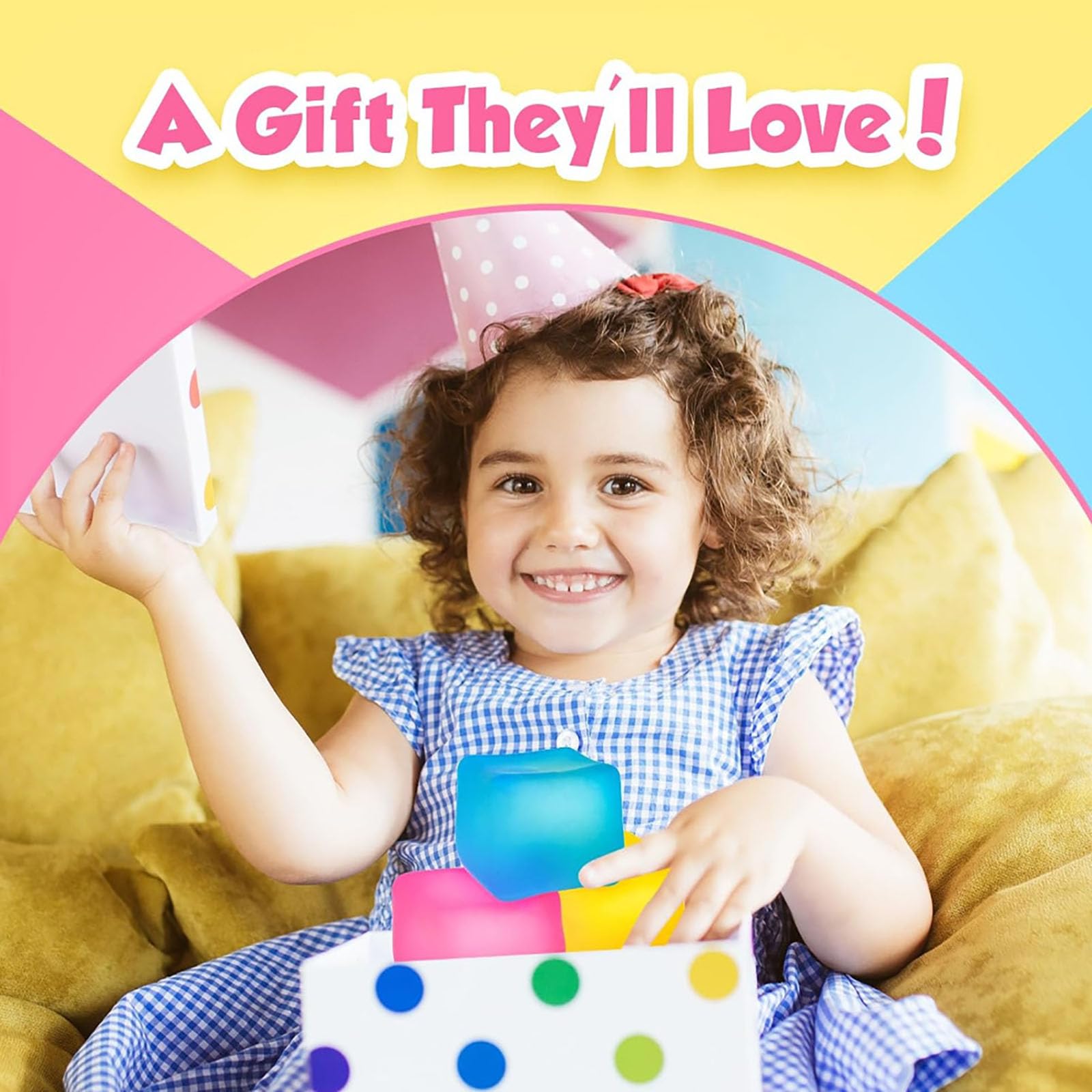 Sensory Fidget Toy Set - 4 Pack Glitter Stress Relief Cube for Kids & Adults | Hand Exercise, Anxiety Relief for Autism/ADD/ADHD | Perfect for Classroom, Office & Travel Use