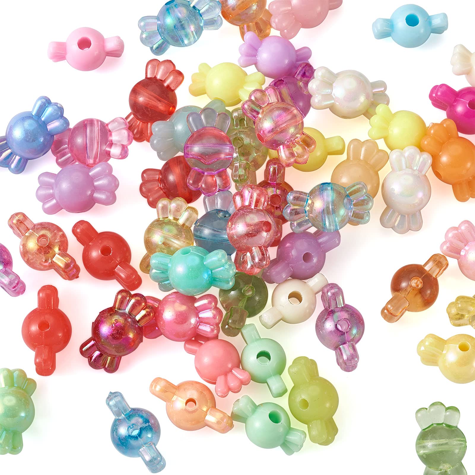 600Pcs Colorful Opaque & Transparent Acrylic Candy Beads for DIY Jewelry Making - Sweet Sugar Spacer Loose Beads for Bracelets, Necklaces, Keychains & Craft Projects