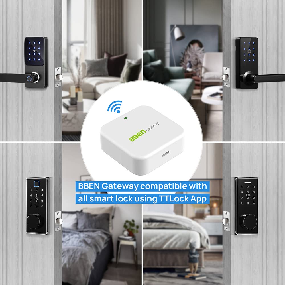 Bben Smart Door Lock Wi-Fi Gateway - Bluetooth Keyless Entry Keypad & Smart Deadbolt Wi-Fi Bridge | TTLock Smart Deadbolt WiFi Hub | Alexa Compatible | G2 Gateway & G2 Hub | Secure Smart Home Access for Apartments, Vacation Homes & Rentals