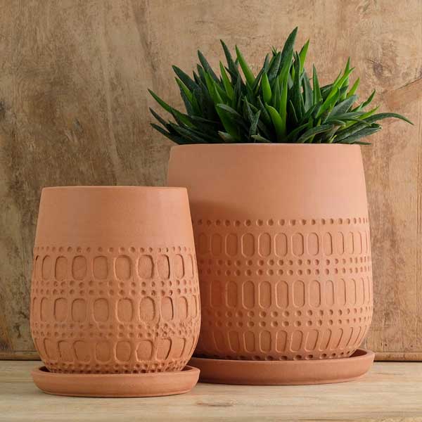 Mojave Planter - Terra Cotta Flower Pot Set of 4 by Campania International - Perfect for Indoor/Outdoor Gardens, Patio Decor & Plant Lovers