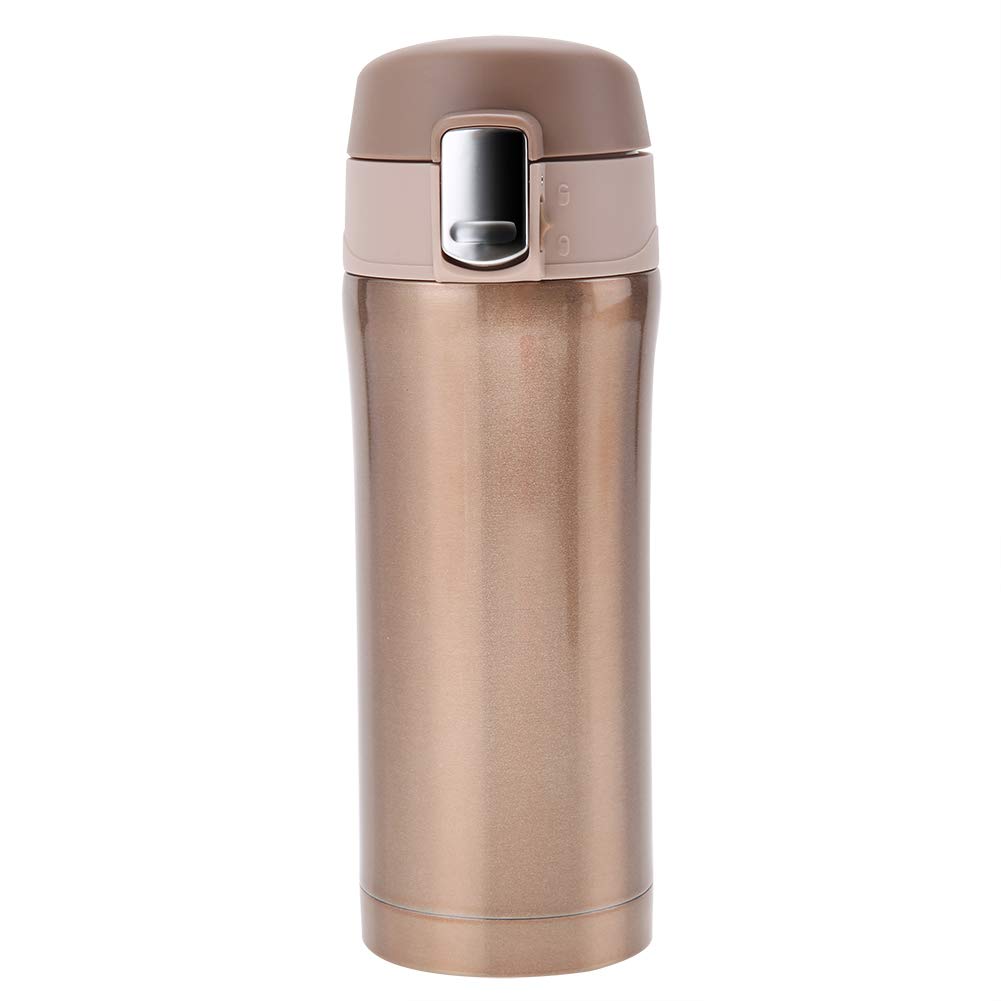 Premium Stainless Steel Vacuum Insulated Water Bottle 350ml - Leakproof Travel Mug for Coffee, Tea & Hot/Cold Drinks - Ideal for Hiking, Camping, Office & Gym (Gold)