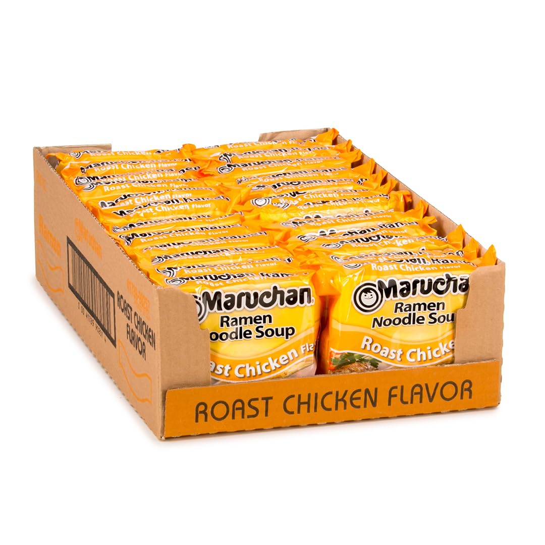 Maruchan Ramen Roast Chicken Flavor Instant Noodles | 3 Oz (24 Pack) | Quick & Easy Ready-to-Eat Meal for College Students, Office Lunch & Emergency Food Supply