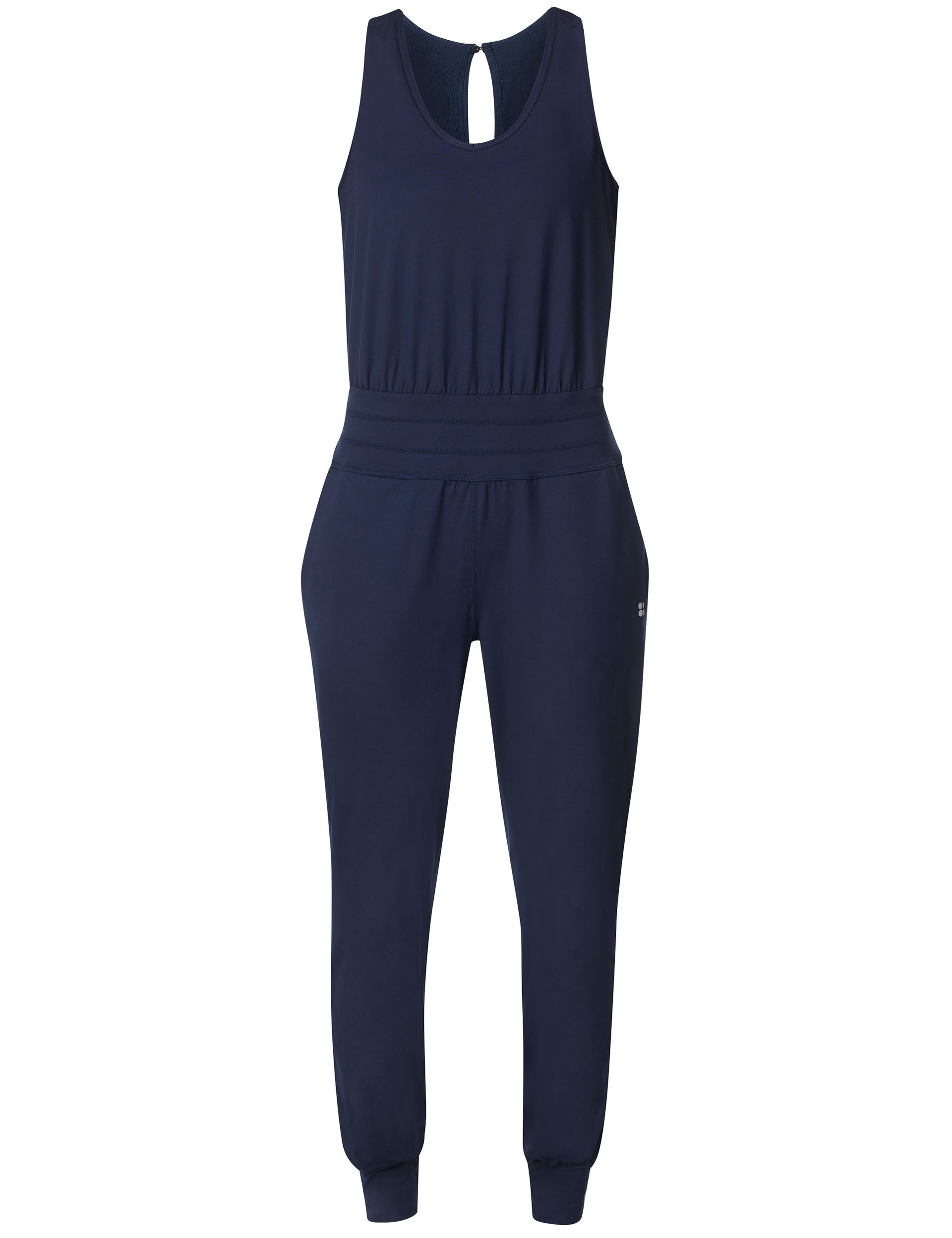 Gaia Performance Yoga Jumpsuit for Women - High Waisted Workout Outfit with Breathable Fabric - Navy Blue - Perfect for Yoga, Pilates & Gym Sessions