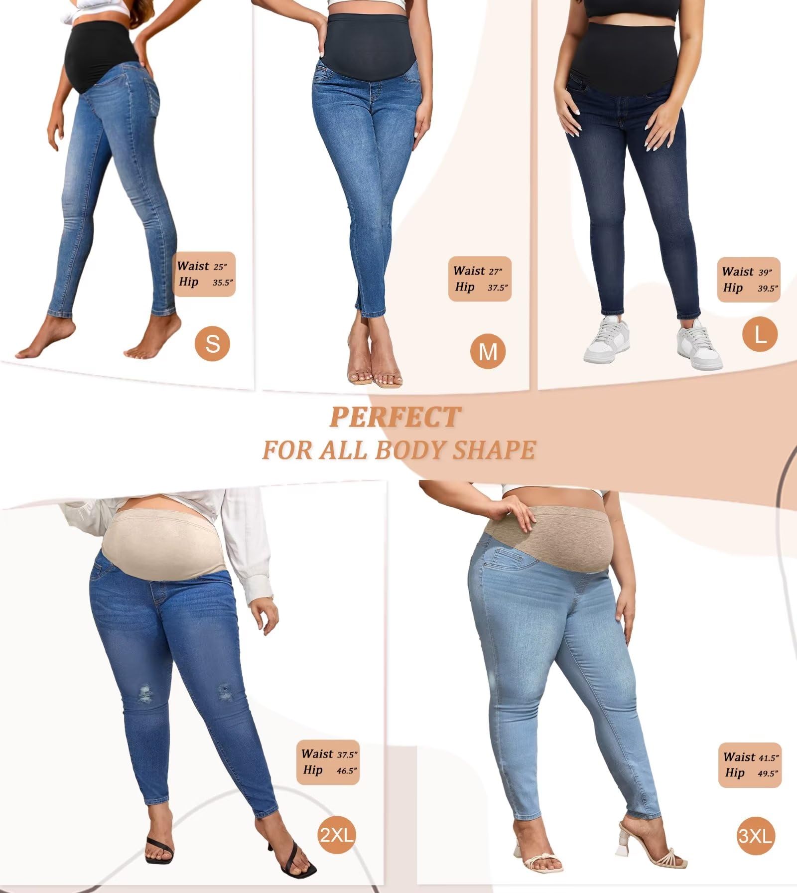 Hybrid & Company Maternity Skinny Jeans for Women - Super Soft, Ultra Stretch, Comfort Fit - Perfect for Pregnancy, Nursing & Everyday Wear