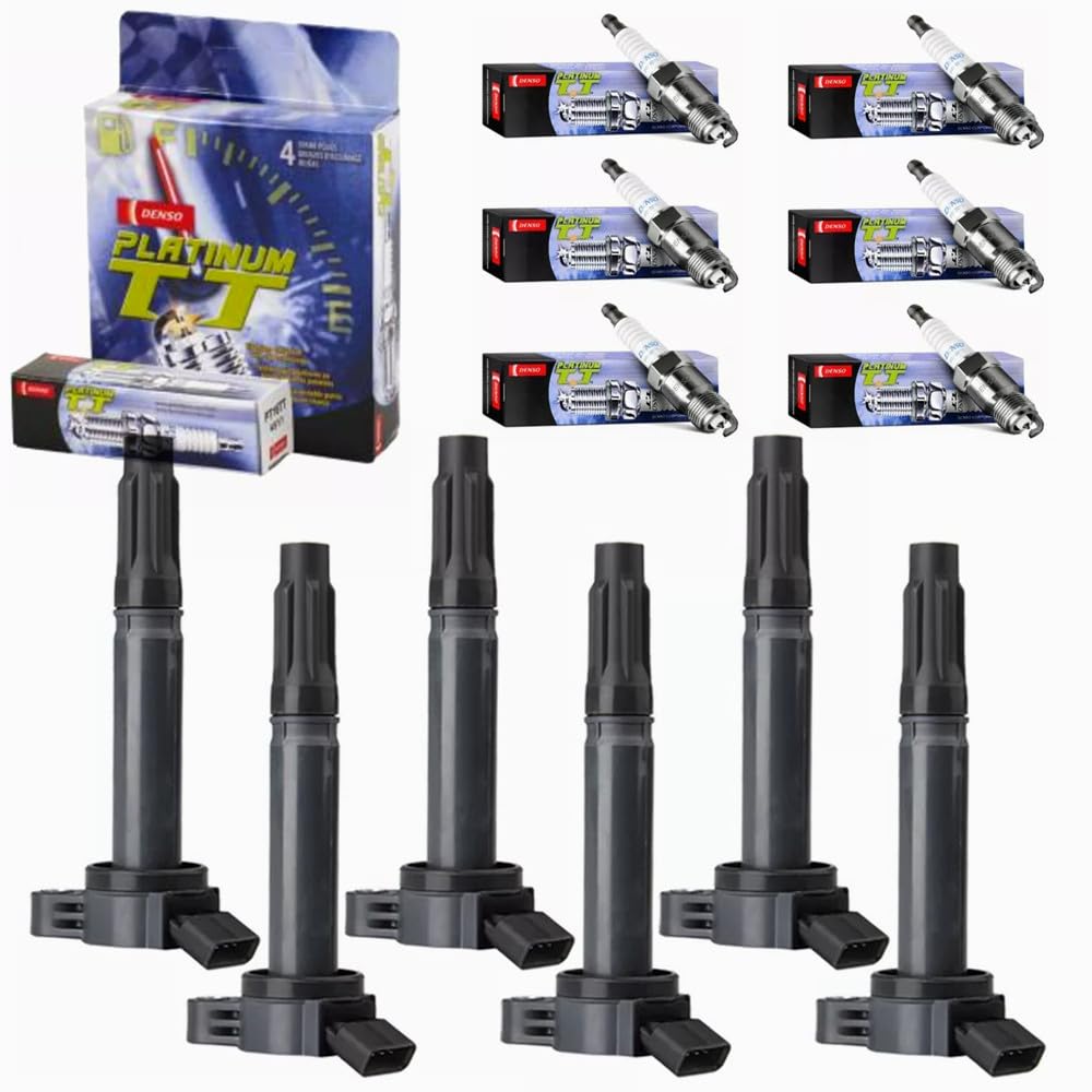 High Performance Ignition Coil Packs UF487 & Denso Spark Plugs Set - Compatible with Toyota Sienna, Camry, Rav4, Highlander, Venza, Avalon & Lexus ES350 (2007-2016 3.5L V6) - Perfect for Engine Tune-Up & Smooth Acceleration
