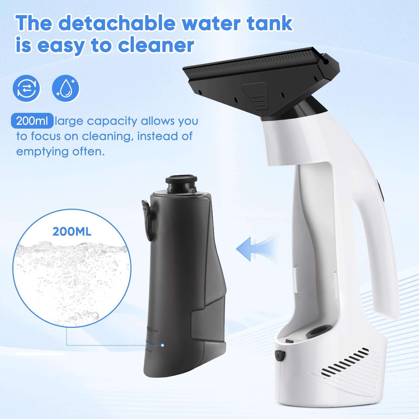 Cordless Window Vacuum Squeegee with Spray Bottle & Microfiber Cloth - Electric Handheld Cleaner for Windows, Mirrors, Tiles, Countertops & Car Windshields | Perfect for Home Cleaning, Auto Detailing & Glass Maintenance