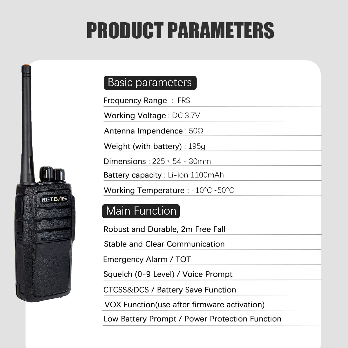 Retevis RT21 Rechargeable Long Range Two-Way Radios - 16CH Business Walkie Talkies with 1100mAh Battery & Wall Charger Base (10 Pack) - Ideal for Construction, Warehouse, Retail & Outdoor Activities