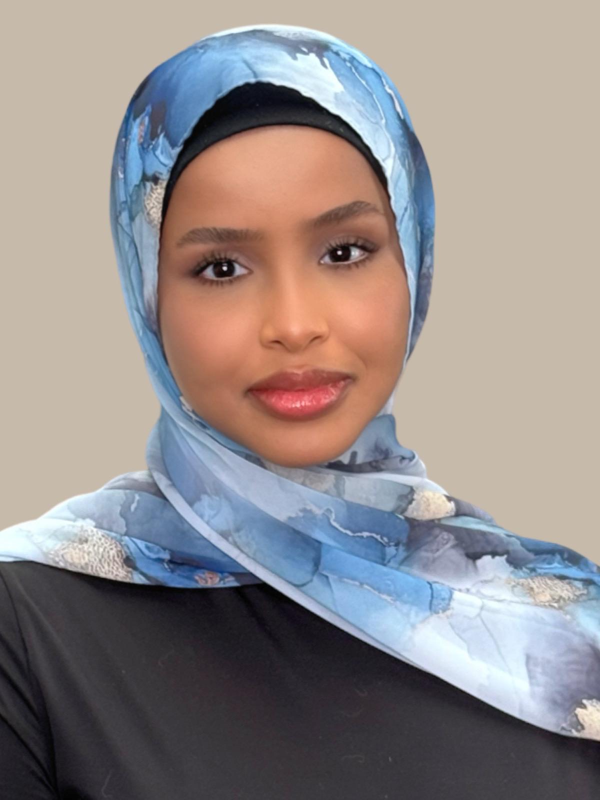 Printed Chiffon Hijab Arctic Mist - Lightweight Muslim Scarf for Women - Perfect for Prayer, Daily Wear & Special Occasions