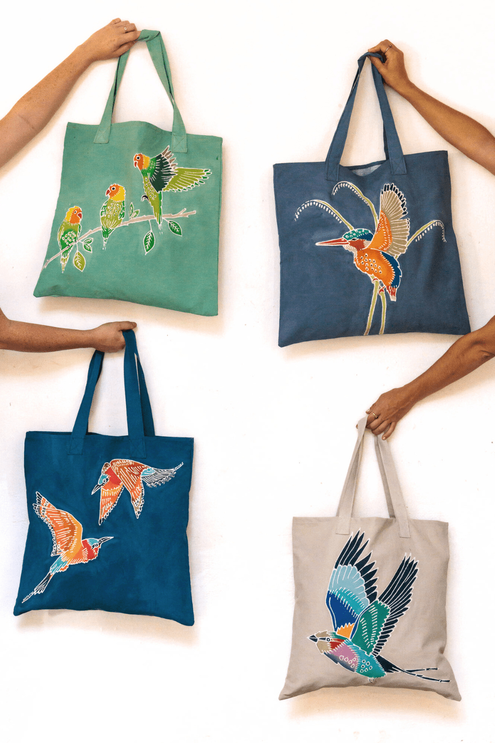 Stylish Papiko Malachite Kingfisher Print Tote Bag - Eco-Friendly Reusable Shopping Bag for Women, Beach, Grocery & Work