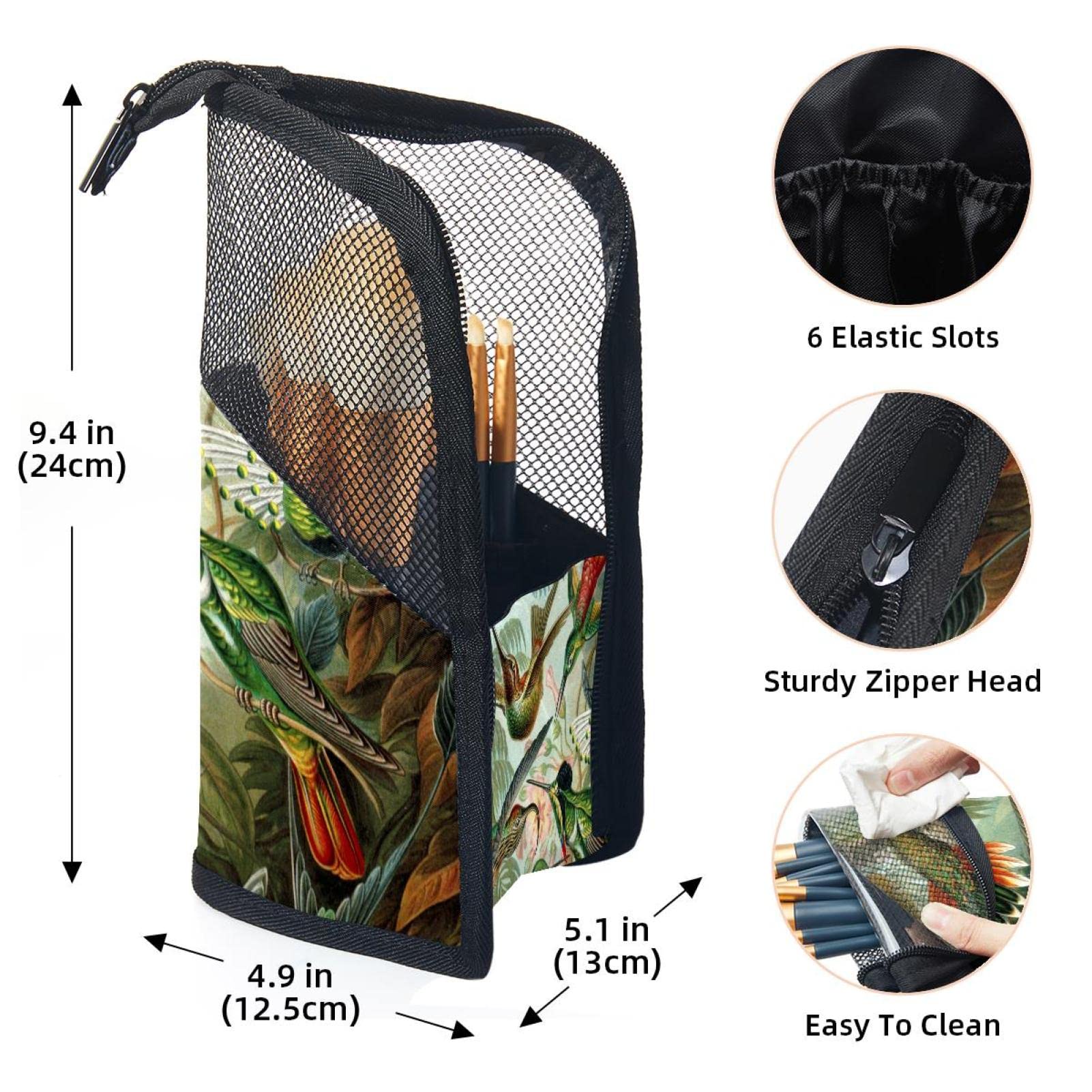 Portable Makeup Brush Organizer Bag with 12 Slots - Hummingbird Fantasy Animal Design - Travel Cosmetic Brush Holder Case for Professional Makeup Artists & Beauty Enthusiasts - Perfect for Home, Travel & Salon Use