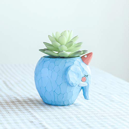 Resin Succulent Planter with Drainage Hole - Elephant Design Flower Pot for Bonsai, Cactus, and Small Plants - Perfect for Home, Office Desk, and Garden Decor