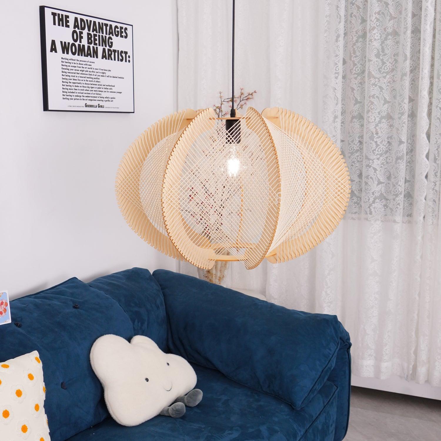 Stylish Java Pendant Light - Modern Handmade Rattan Hanging Lamp for Kitchen Island, Dining Room & Bedroom Decor - Perfect Boho Home Lighting Fixture