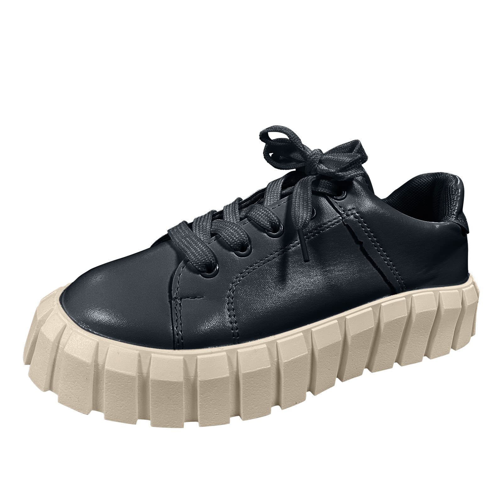 MOLayys Women's Chunky Heel Platform Sneakers - Fashion Lace-Up Casual Shoes for Women, Solid Color Hiking-Inspired Footwear | Perfect for Daily Wear, Outdoor Activities & Street Style