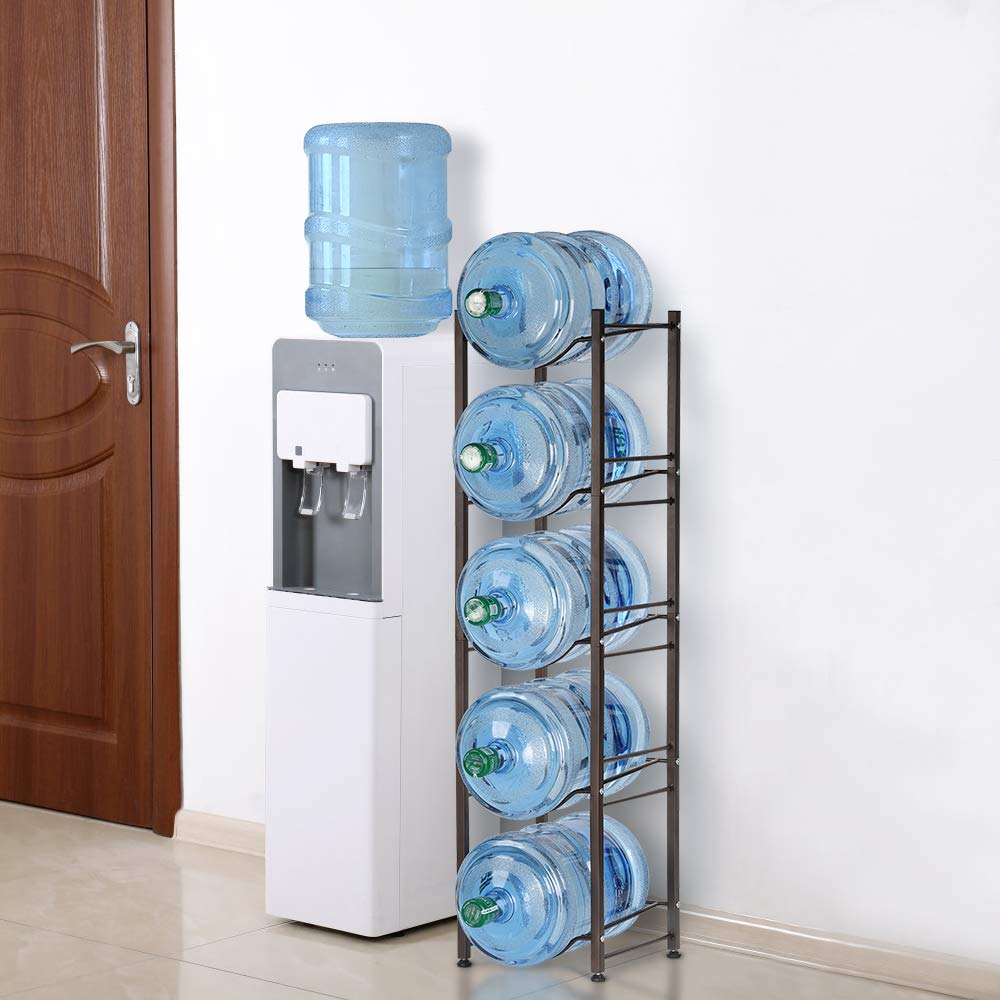 5-Tier Heavy Duty Water Bottle Storage Rack - Detachable 5 Gallon Water Cooler Jug Holder Shelf for Home & Office Organization (Copper Bronze) | Space-Saving Solution for Kitchen, Pantry or Break Room