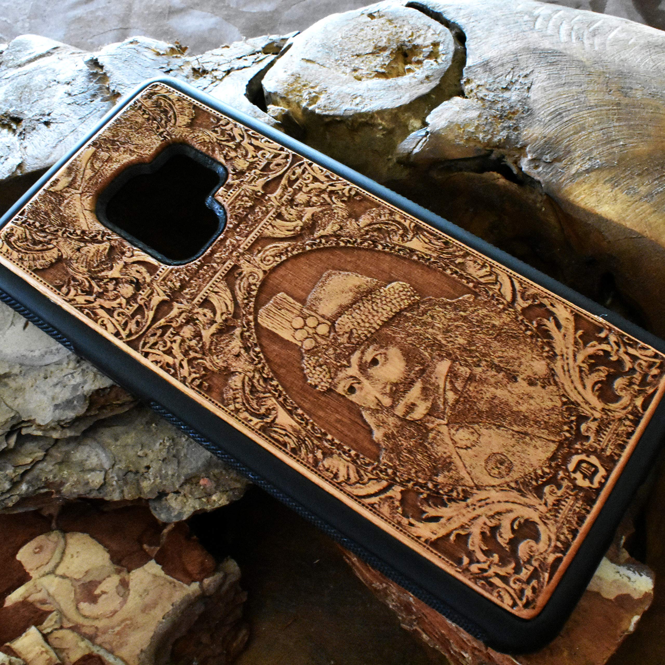 Vlad the Impaler Dracula Laser Engraved Wooden Phone Case - Compatible with iPhone 16 15 14 13 12 11 Pro Max Mini & Galaxy S25 S24 S23 S22 S21 S20 Ultra Plus - Eco-Friendly Slim Durable Wood Cover - Perfect for Halloween, Gothic Style & Horror Fans