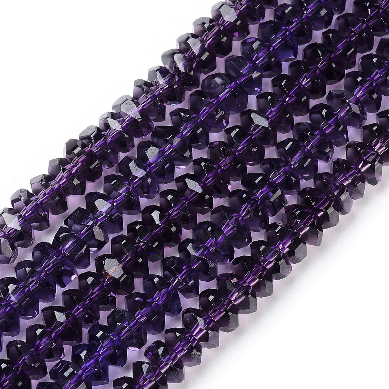 Craftdady 117pcs 6mm Faceted Crystal Glass Rondelle Beads - Translucent Purple Briolette Spacer Beads for Jewelry Making, DIY Necklace, Bracelet & Earrings - Perfect for Boho, Wedding & Party Accessories