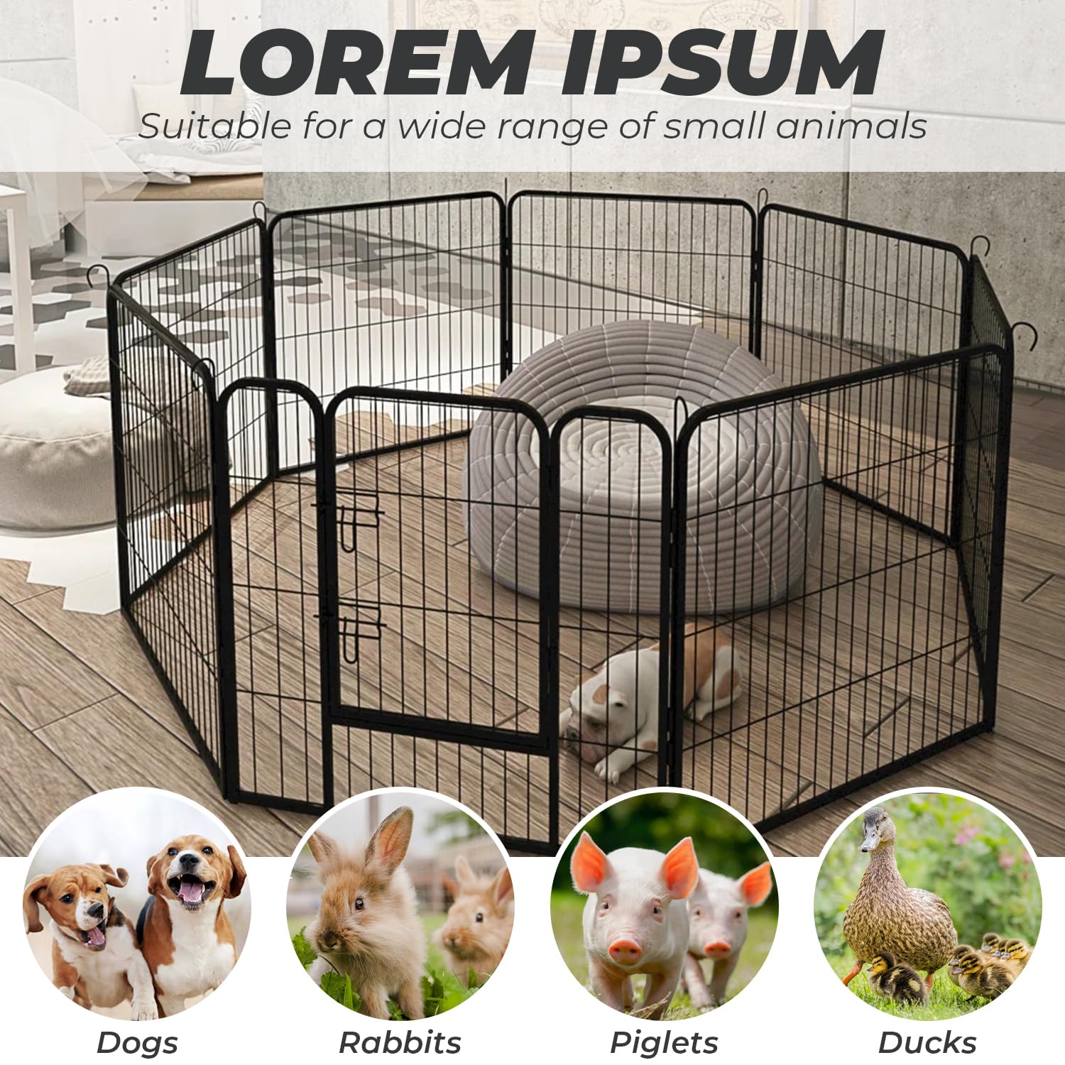**24 Inch Foldable Dog Playpen with Door - Large Pet Exercise Pen & Kennel Fence for Indoor & Outdoor Use - Ideal for Puppies, Dogs & Small Animals (16 Panels)**
