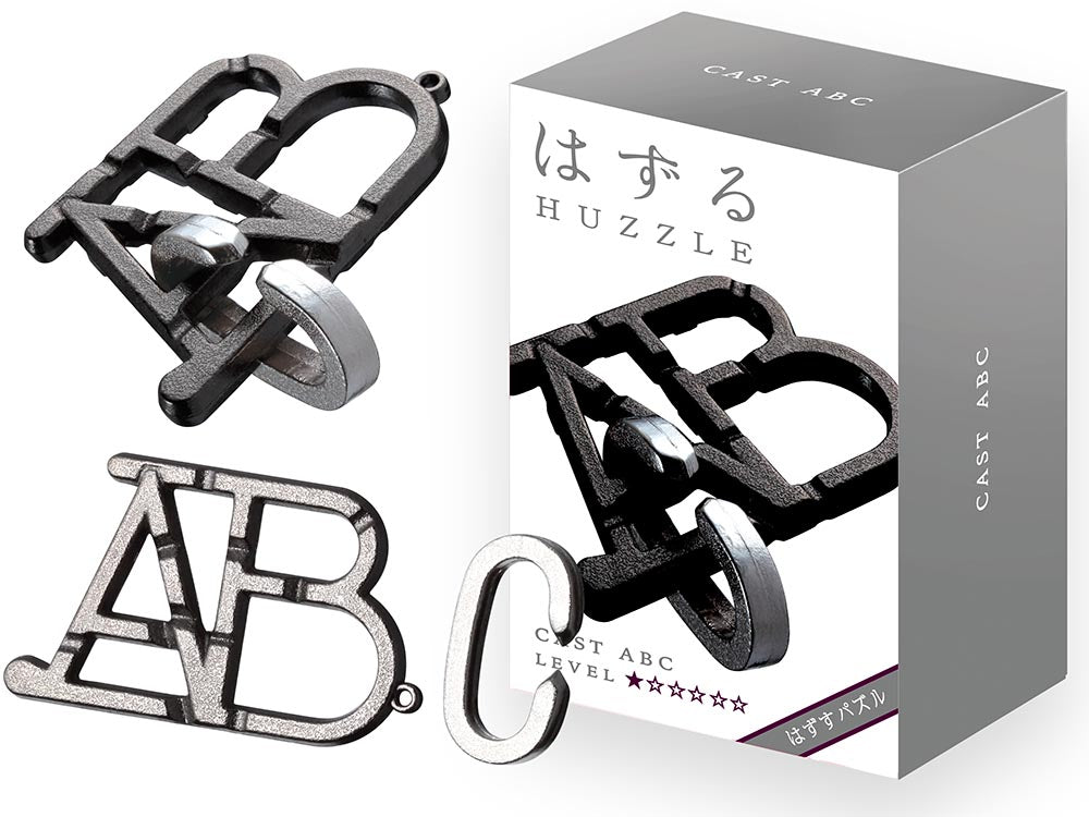 Hanayama Cast Puzzle ABC Level 1 - Challenging Brain Teaser Game for Adults & Kids - Perfect for Family Game Night, Office Stress Relief & Mental Exercise