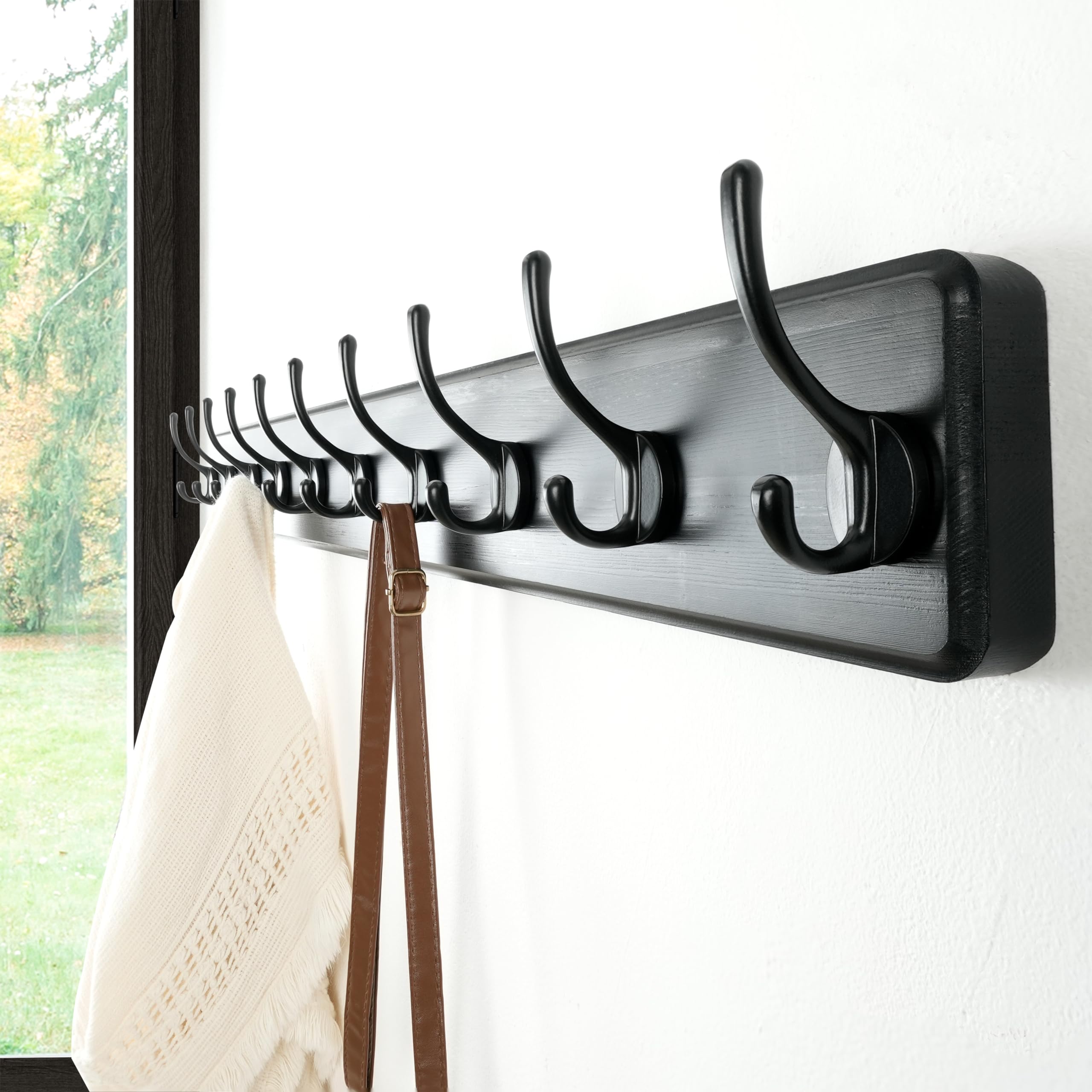 Dseap Heavy-Duty Wooden Wall Mounted Coat Rack - 38.25