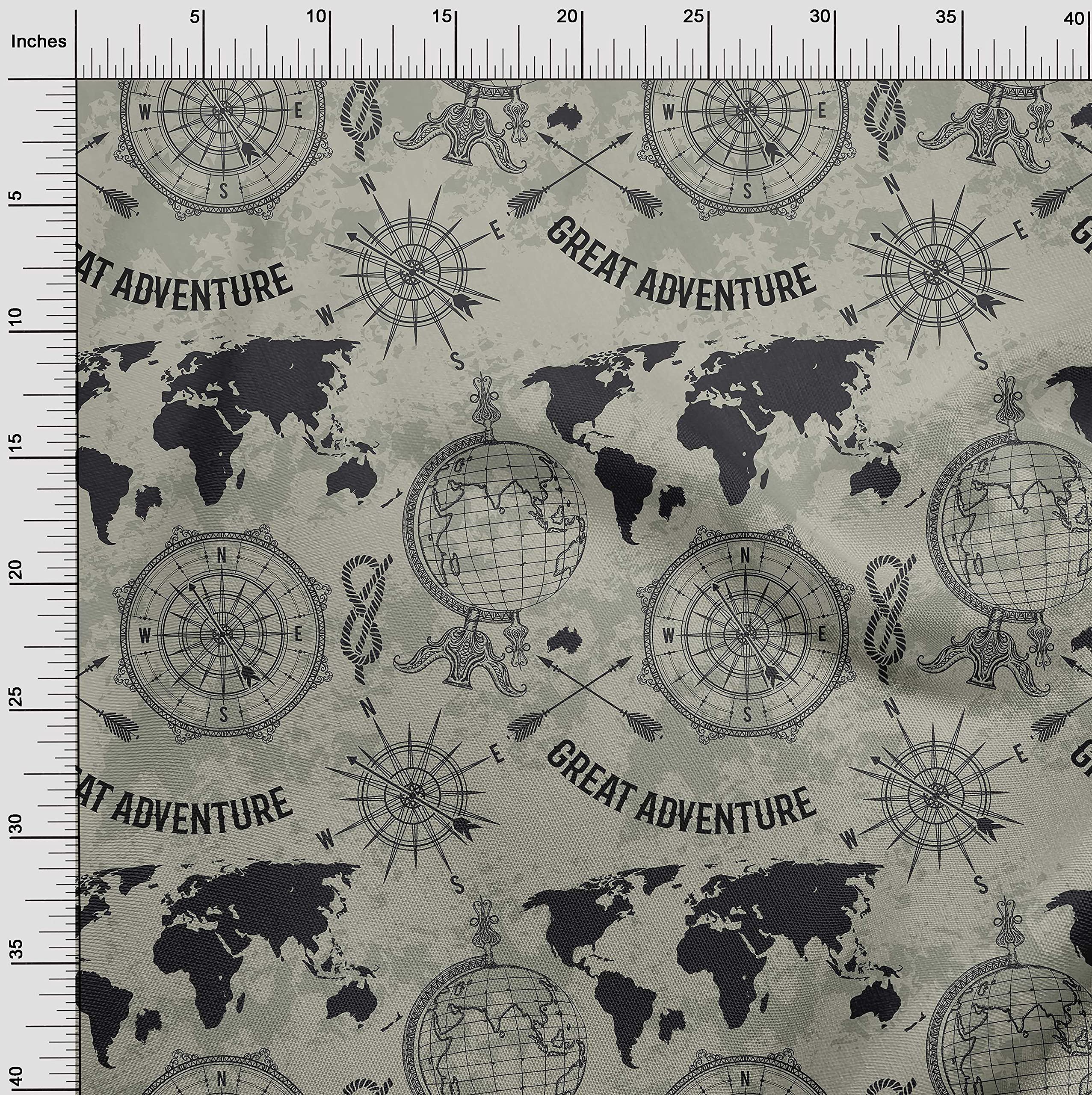 oneOone Silk Tabby Dusty Green Fabric - 42 Inch Wide Printed Craft Fabric for Sewing, Tea Kettle Design - Perfect for DIY Projects, Quilting & Home Decor