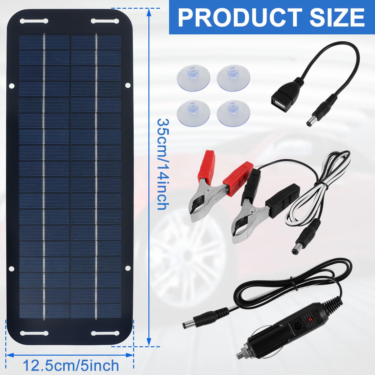12V 30W Solar Panel Kit with 4 Suction Cups - IP65 Waterproof Solar Trickle Charger for Car, RV, Boat, Trailer & Tent - High-Efficiency Portable Solar Battery Charger | Perfect for Camping, Road Trips & Outdoor Power Supply