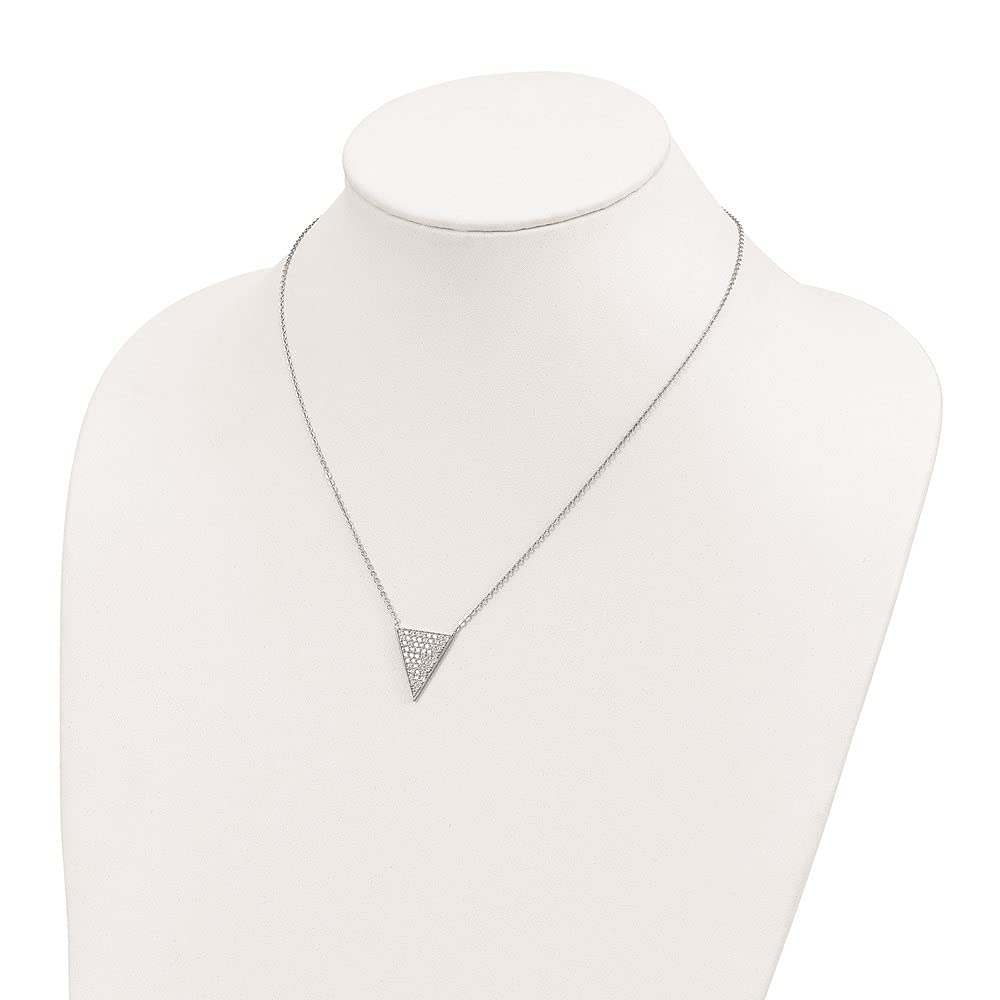 925 Sterling Silver Cubic Zirconia Triangle Dangle Necklace for Women - Elegant Fine Jewelry Gift for Her, 18