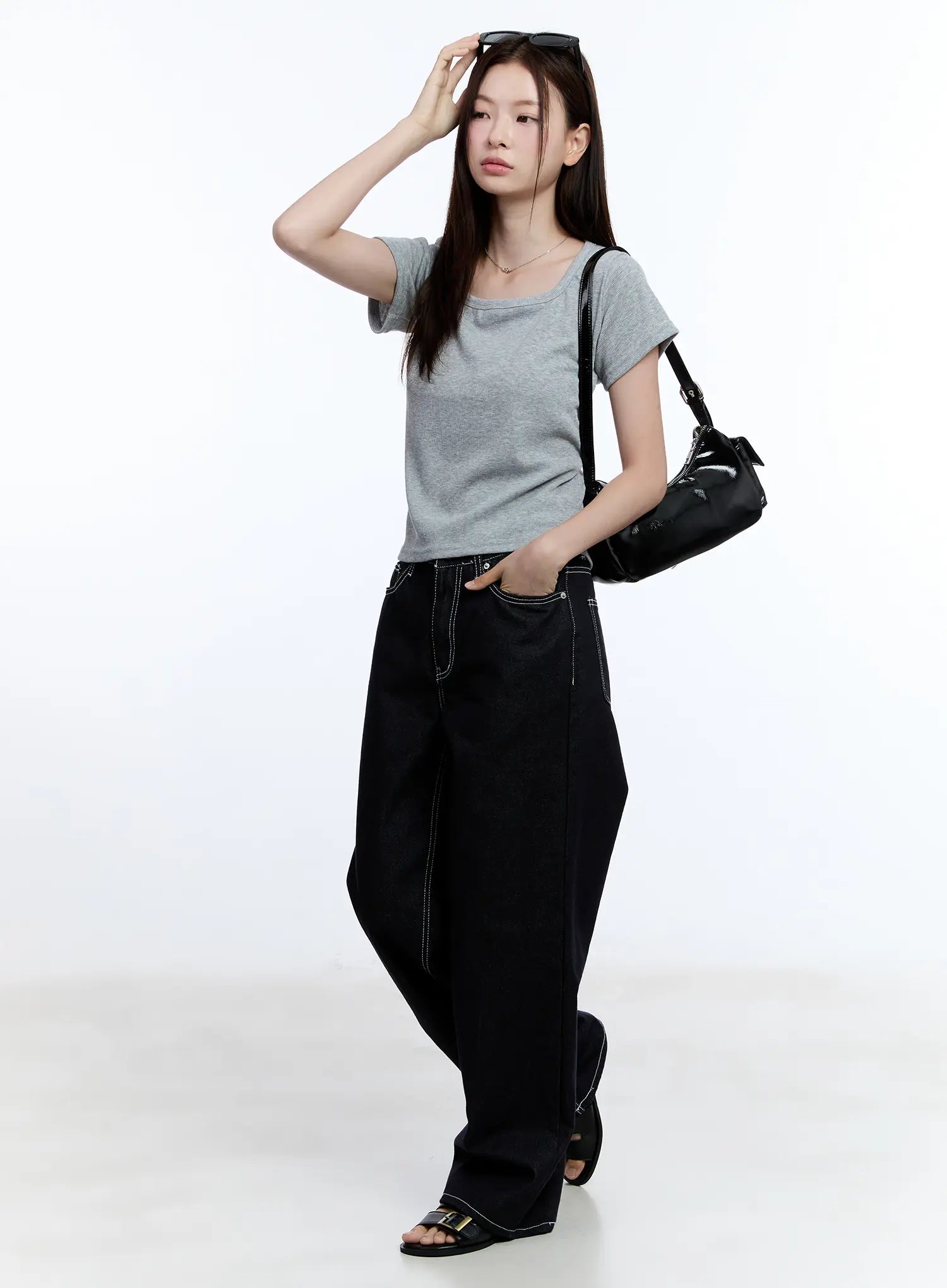 Essential Square Neck Tee for Women - Soft Cotton Basic T-Shirt CU513 | Casual Wear, Layering, Everyday Outfits