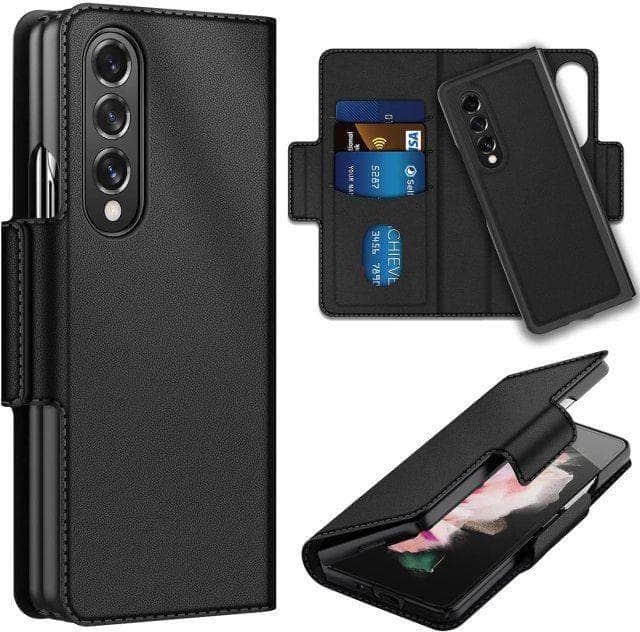 Premium Genuine Leather Wallet Case for Samsung Galaxy Z Fold 3 - Slim Protective Cover with Card Slots | Perfect for Business, Travel & Everyday Use