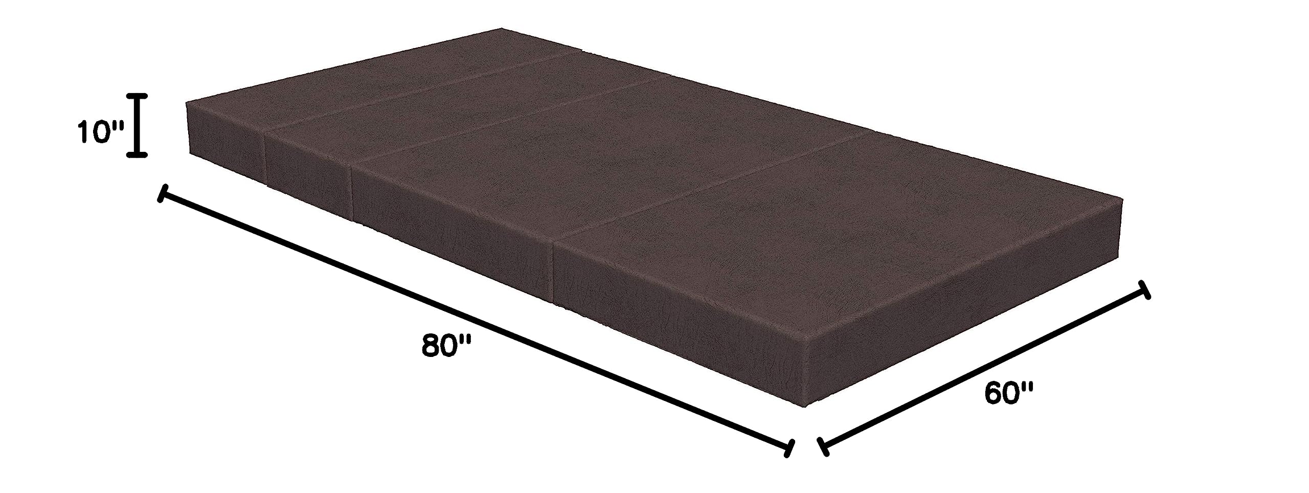 Ambesonne Faux Suede Foldable Mattress - Digital Print Grunge Texture Queen Size | Portable Lightweight Futon Mat for Guest Bed, Camping & Dorm Rooms | Dark Taupe Sleeping Pad for Home, Travel & Outdoor Use