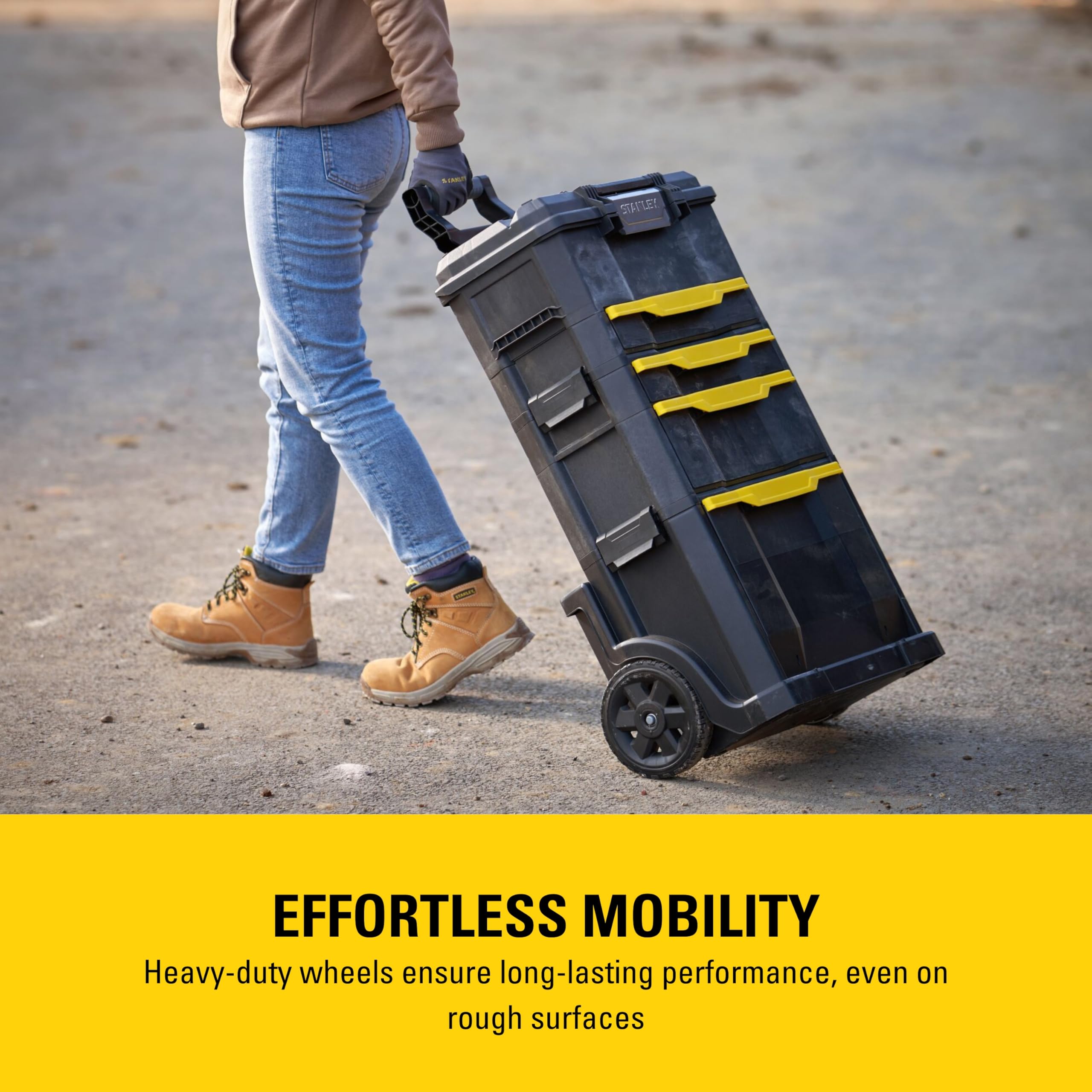 STANLEY Rolling Workshop Toolbox with Detachable Drawers & Flip Bin - Heavy Duty 7-Wheel Mobile Tool Storage for Professional Mechanics & DIY Projects - Perfect for Garages, Construction Sites & Home Workshops