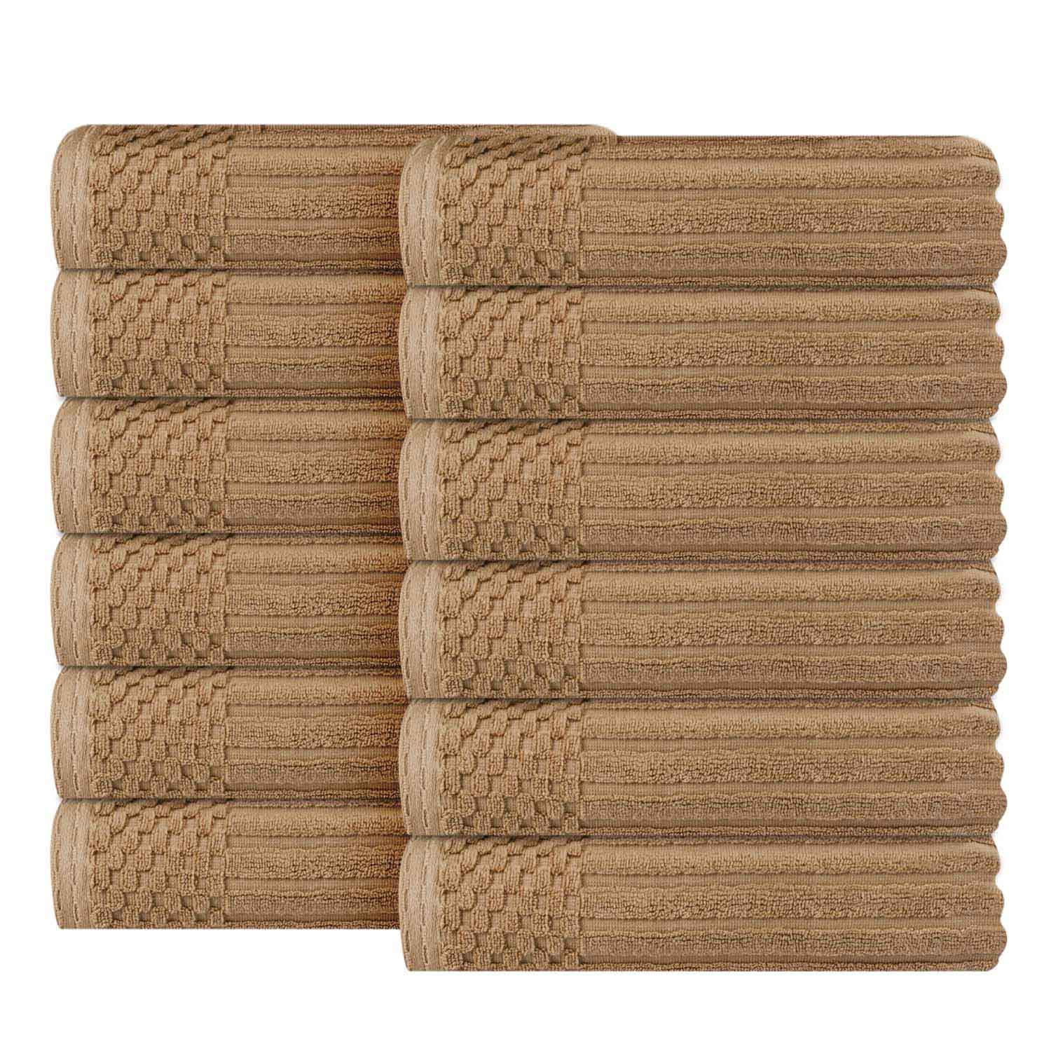 Premium Soho Ribbed Textured Cotton Face Towels - Ultra Absorbent & Soft (12-Pack) - Perfect for Spa, Gym, Travel & Daily Skincare Routine