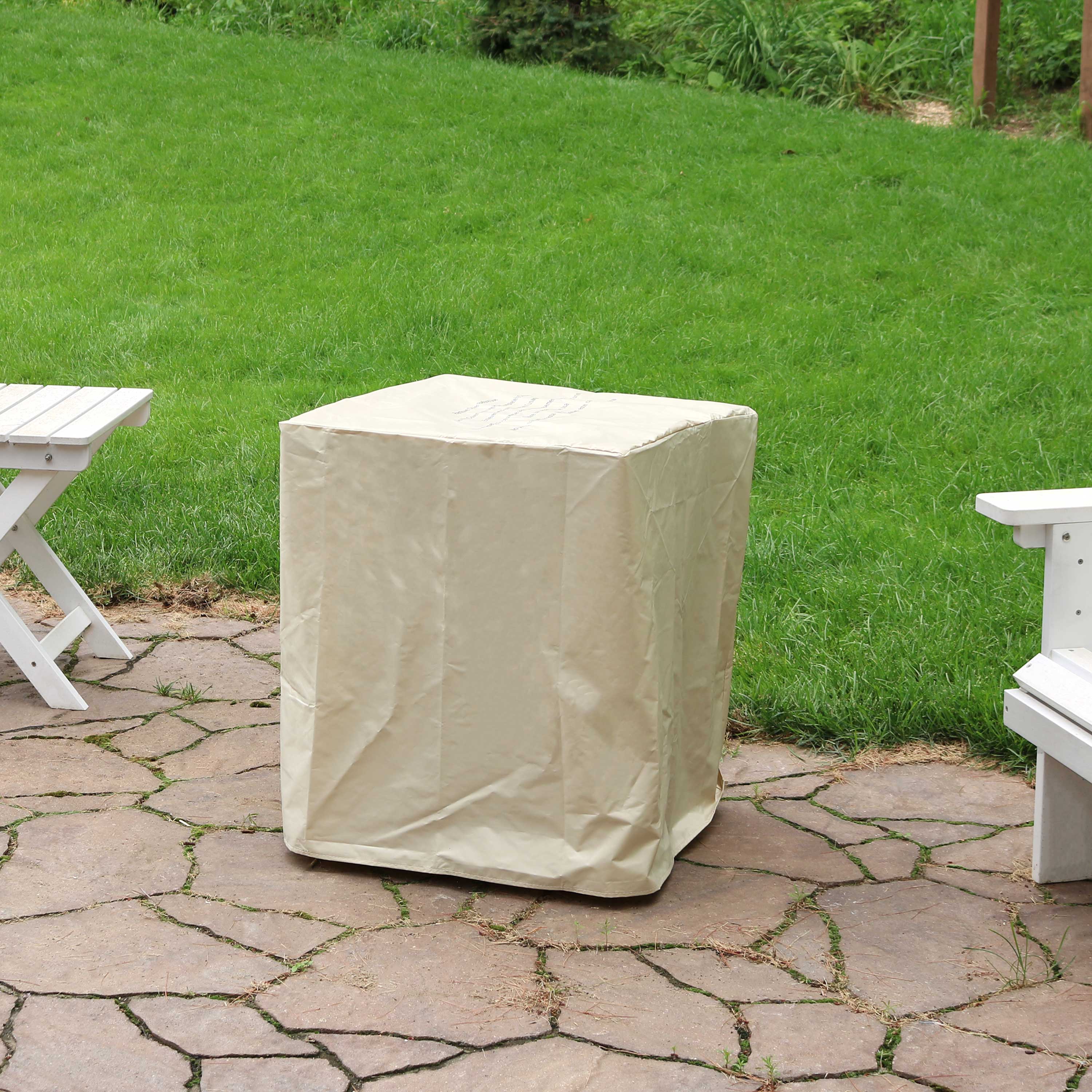 Sunnydaze Outdoor Propane Gas Fire Pit Table with Weathered Wood Look - 25 Inch Square Patio Heater for Backyard, Deck, Garden - Perfect for Outdoor Gatherings & Relaxation