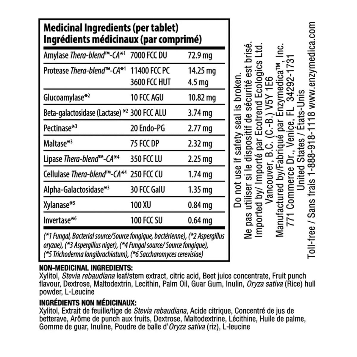 Enzymedica Kids Digest Chewable Tablets - 60 Count | Probiotic & Enzyme Supplement for Children's Digestion | Supports Gut Health for Kids at Home & School