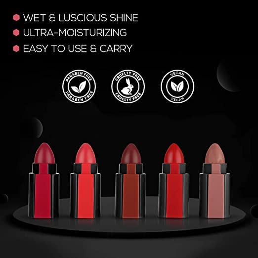 3-in-1 LOVE BITE Eyeliner, Mascara & Eyebrow Pencil Set with 5 Matte Lipstick Kit - Waterproof Long Lasting Makeup for Party, Date Night & Daily Wear