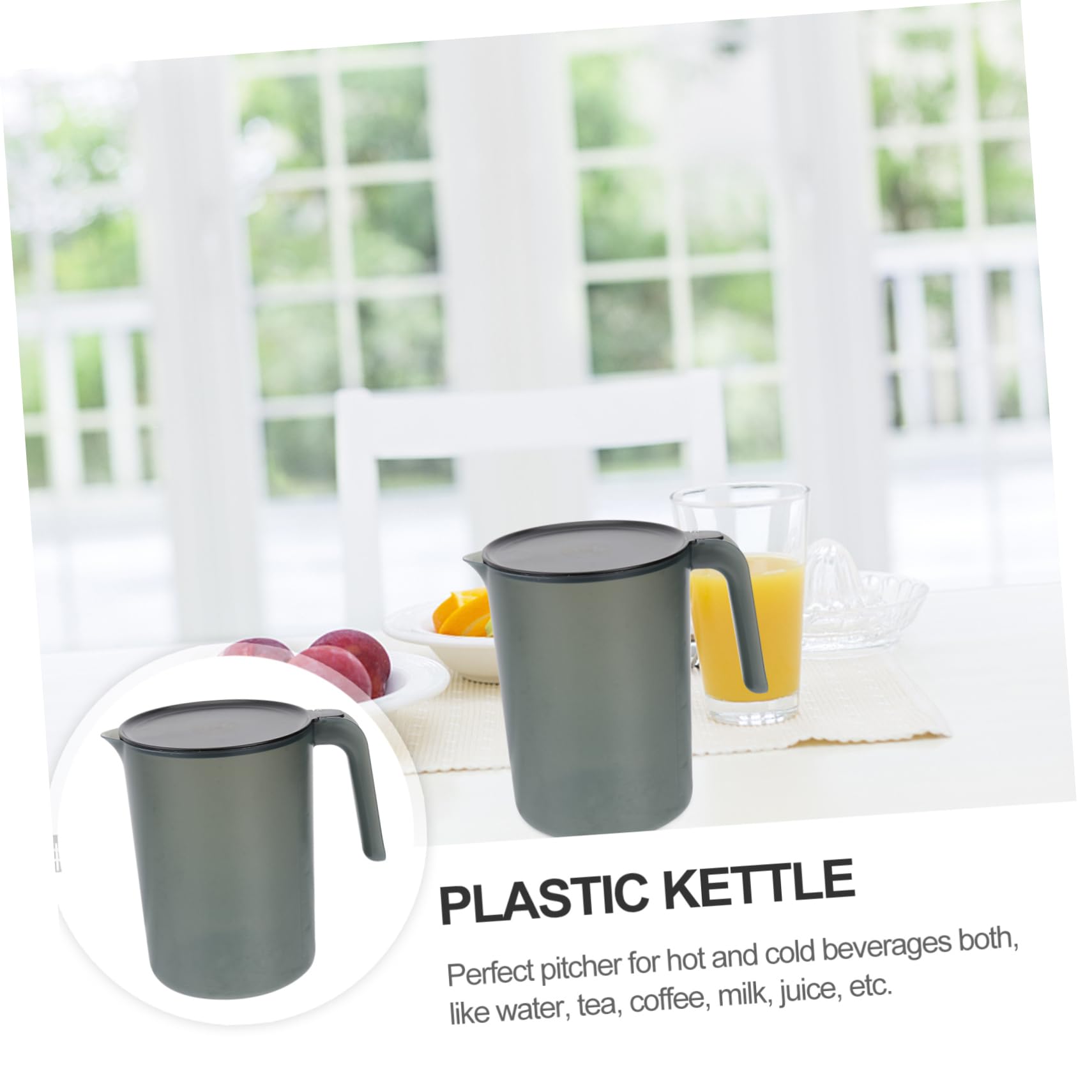 OSALADI 2L BPA-Free Plastic Juice Pitcher with Lid - Leak-Proof Water Pitcher for Cold & Hot Beverages - Perfect for Iced Tea, Lemonade, Smoothies & Party Drinks