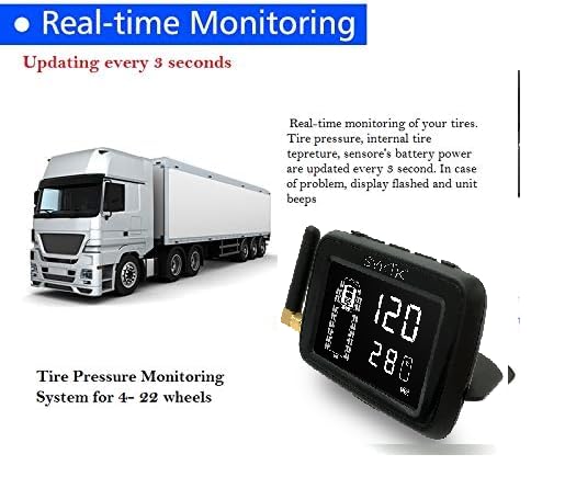 Sykik-TPMS Real Time Tire Pressure Monitoring System for Cars, RVs & Trucks - 36 Wheel Capacity with Anti-Theft Sensors & 3-Year US Warranty (12 Pack) - Perfect for Fleet Management & Long Road Trips