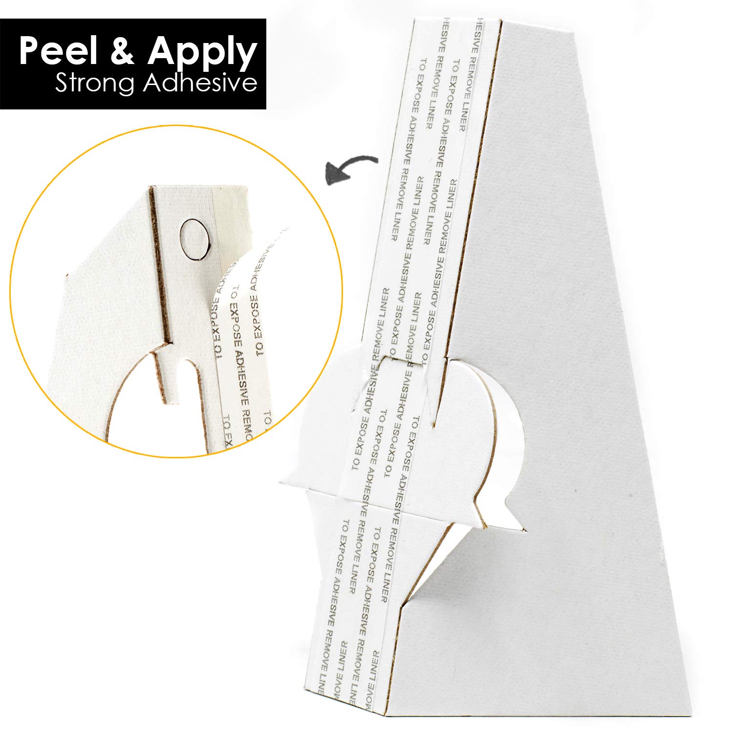 Golden State Art 7 Inch Self-Adhesive Easel Back Stand - Archival Quality Cardboard Display for Posters, Pictures & Brochures - Easy Application (50 Pack, White) - Made in USA - Perfect for Trade Shows, Retail Displays & Classroom Presentations