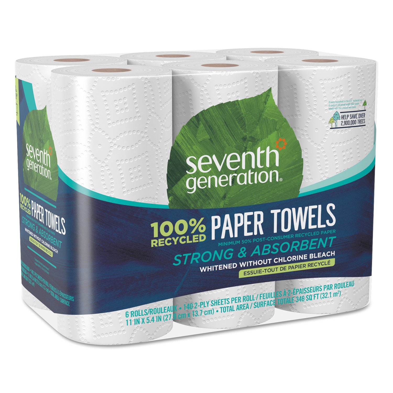Eco-Friendly 100% Recycled Paper Towels - 2-Ply, 11