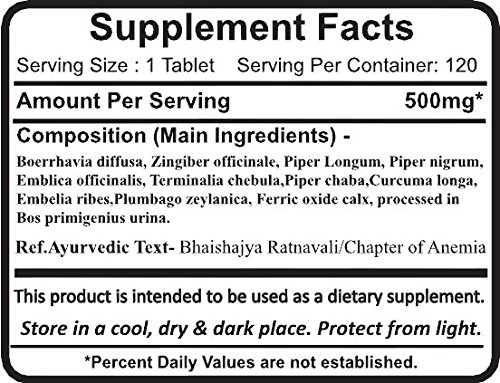 Planet Ayurveda Punarnava Mandur Herbal Tablets - 100% Natural Liver & Blood Support (2 Bottles, 120 Tablets Each) for Detox & Energy Boost | Ayurvedic Supplement for Fatigue & Anemia Relief