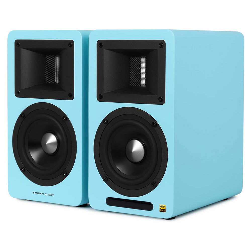 Airpulse A80 Active Bookshelf Speakers - High-Fidelity Bluetooth Speaker System with Premium Sound (Blue) - Perfect for Home Audio, Studio Monitoring & Gaming Setup